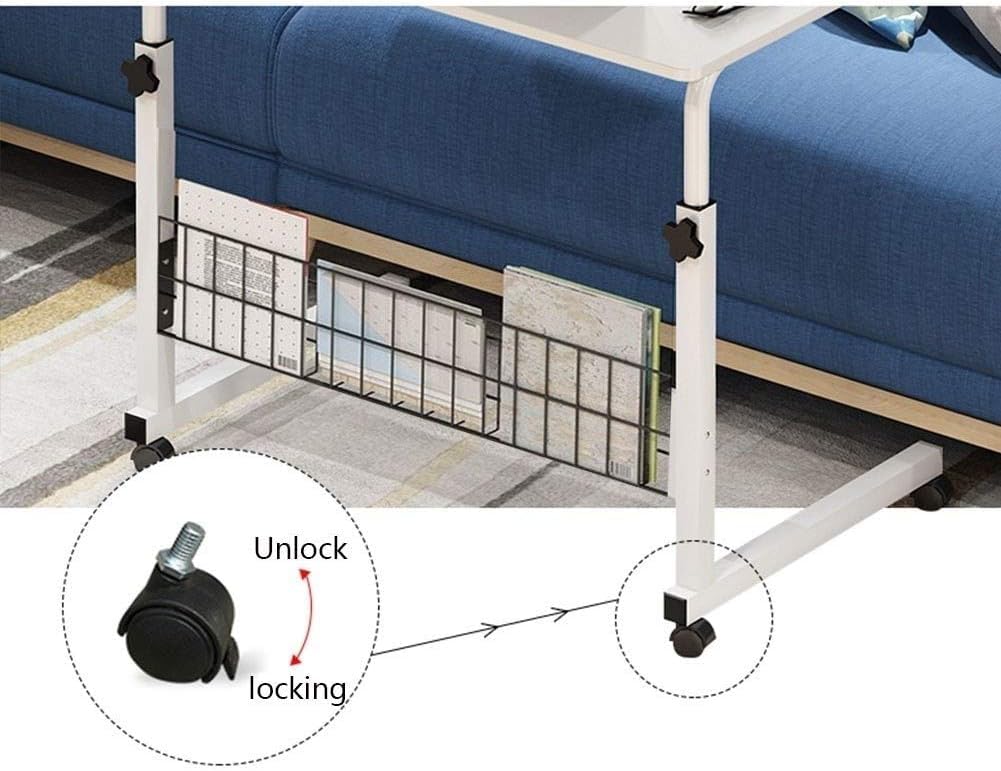 POCHY Adjustable Height Overbed Table with Lockable Wheels - Mobile Standing Desk for Laptop, Bedside Table, Hospital Use, and Home Office Workstation