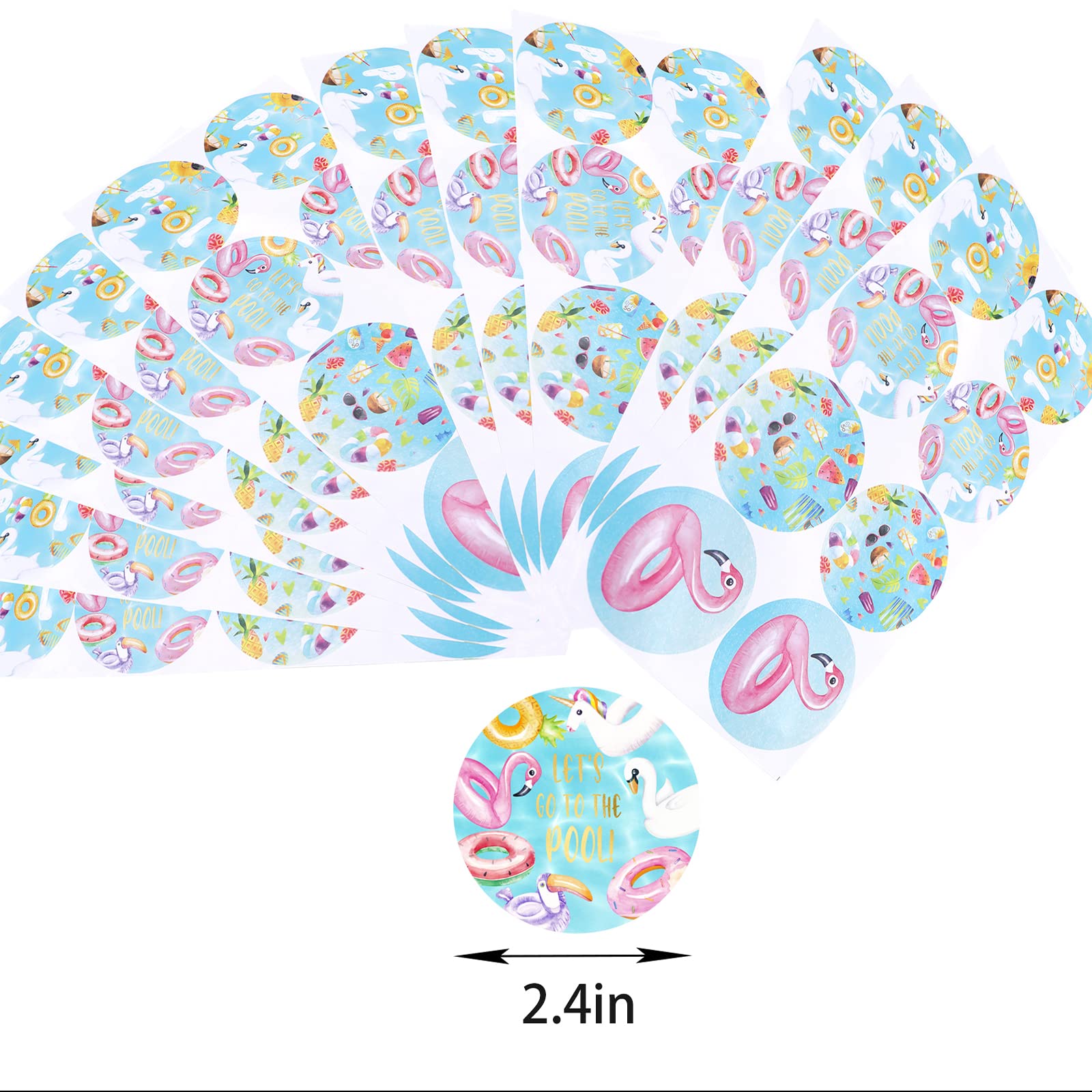 24 PCS Waterproof Pool Party Favor Bags with Fun Stickers - Candy & Goodie Gift Treat Bags for Kids - Perfect for Summer Pool Parties, Birthday Celebrations & Beach Themed Events