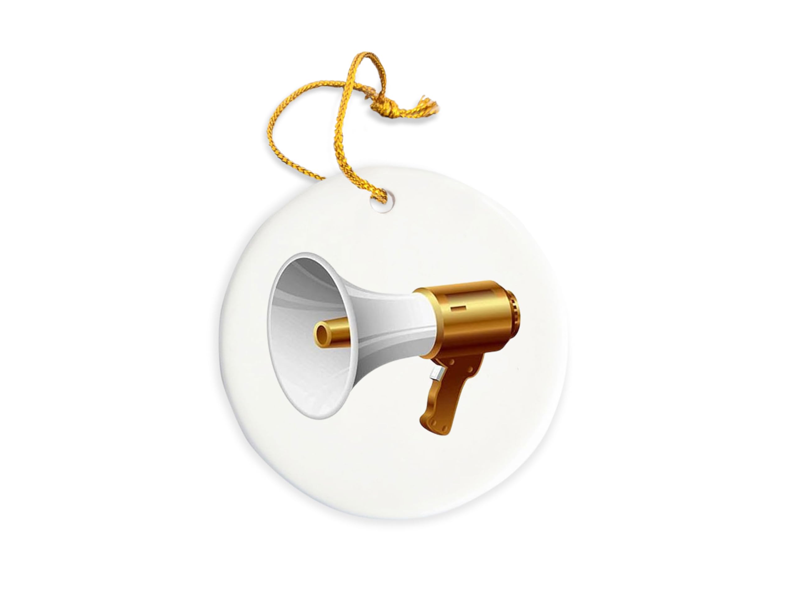 Vector Megaphone Ceramic Ornament - 3 Inch Christmas Tree Decoration - Hand-Painted Holiday Ornament for Xmas Gifts & Home Decor (Perfect for Stocking Stuffers, Office Parties & Festive Decor)