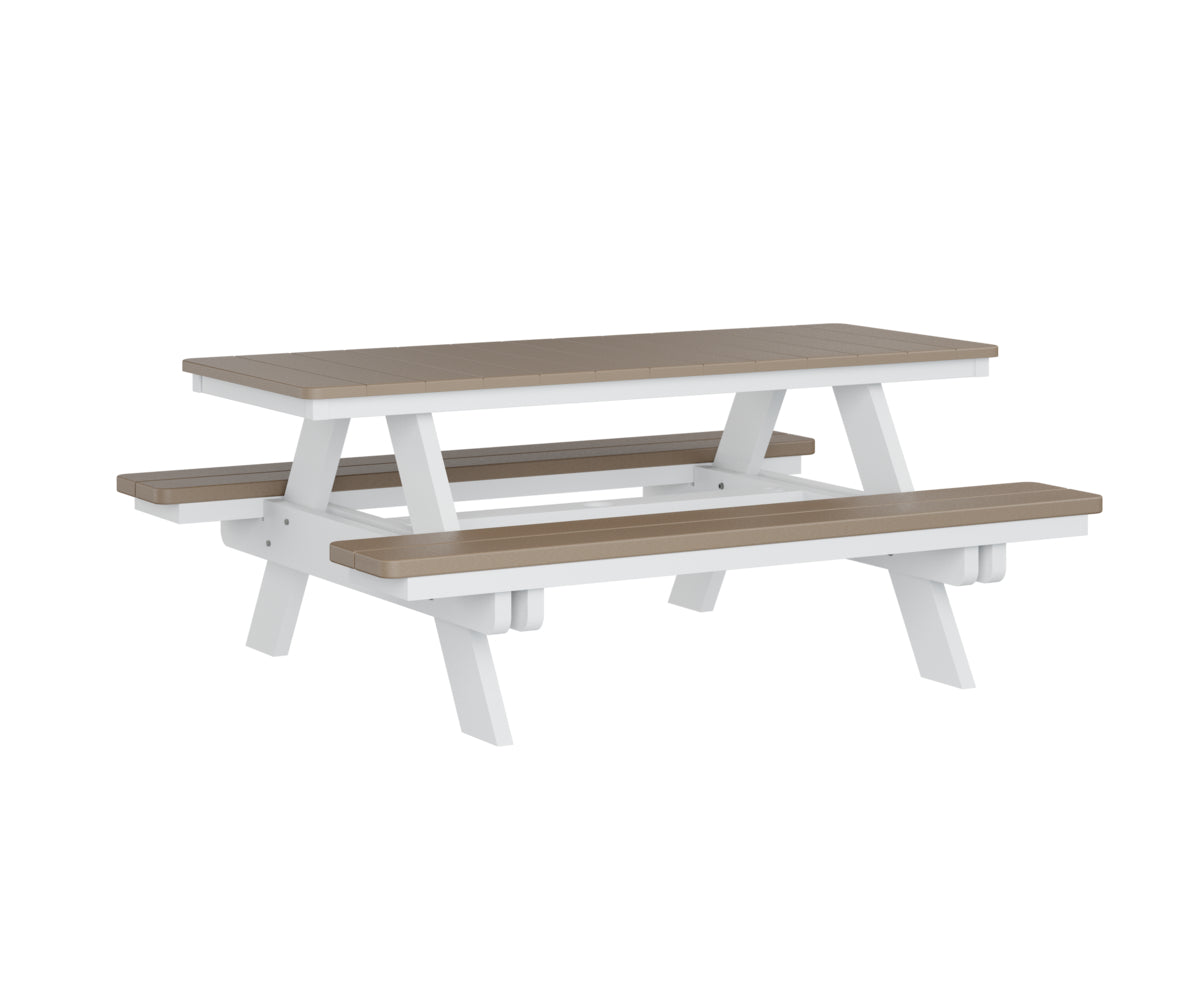 Berlin Gardens Rectangular Picnic Table - Outdoor Dining Set for Patio, Backyard, and Park - Heavy Duty Weather-Resistant Wooden Picnic Bench with Umbrella Hole