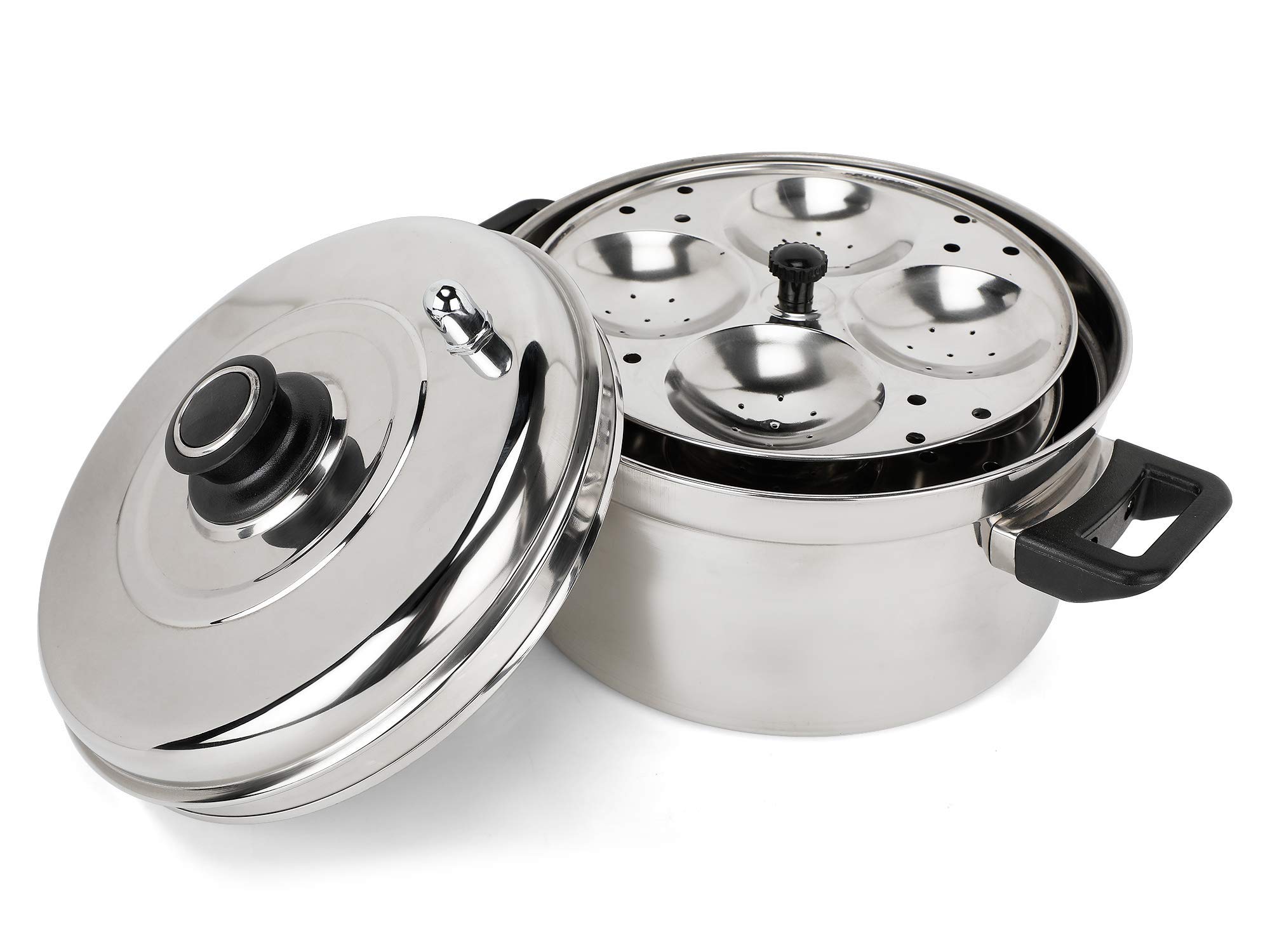 Vinod Premium Stainless Steel Idli Cooker - 4 Tier Stand for 16 Idlis - Food Grade & Dust Resistant - Perfect for Indian Cooking with Electric Pot/Instant Pot | Ideal for Home Kitchens, Restaurants & Healthy Meal Prep