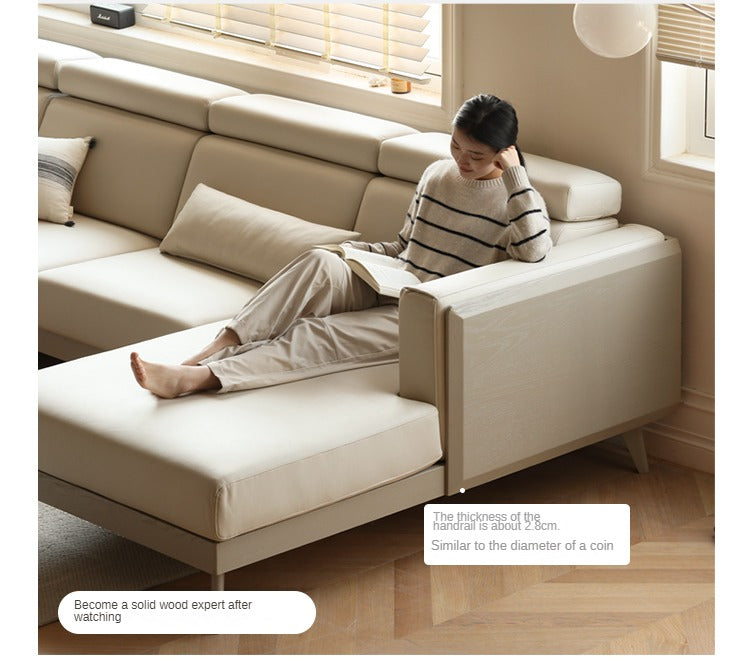 Luxury Oak Solid Wood Modern Fabric Sofa - Elegant Living Room Furniture for Home & Office Comfort