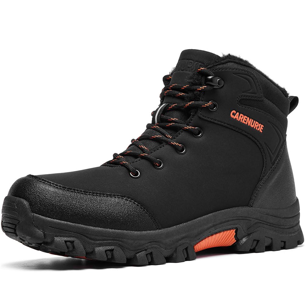 Men's Winter Snow Boots - Waterproof Insulated Fur Lined Hiking Shoes with Non-Slip Sole for Cold Weather Outdoor Activities | Perfect for Snow Trekking, Ice Fishing & Winter Camping
