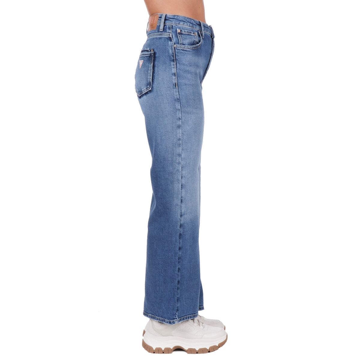 GUESS Women's Wide Leg Ankle Jeans - Trendy High Waist Stretch Denim Pants for Casual & Office Wear