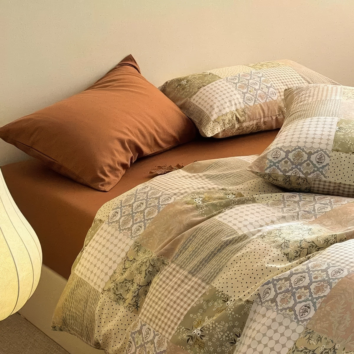 Bohemian Vintage Patchwork Duvet Cover Set - Earthy Aesthetic Bedding for Cozy Bedroom Decor | Perfect for Boho Chic, Farmhouse & Eclectic Home Styles