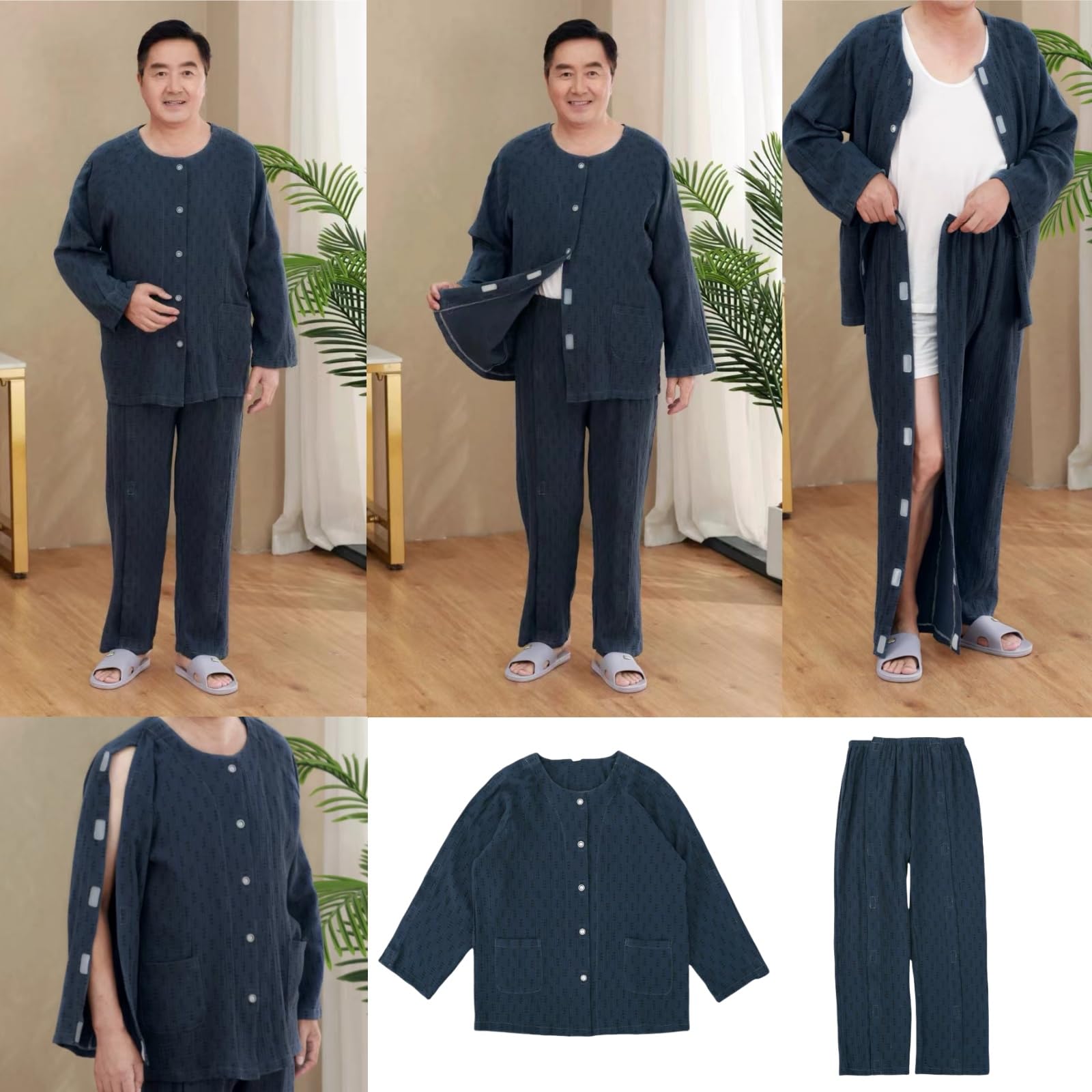 Tear Away Patient Clothes for Bedridden & Post-Surgery - Adaptive Disability Clothing for Elderly & Paralyzed Patients (Royal Blue) - Easy Dressing Solution for Hospital, Home Care & Recovery