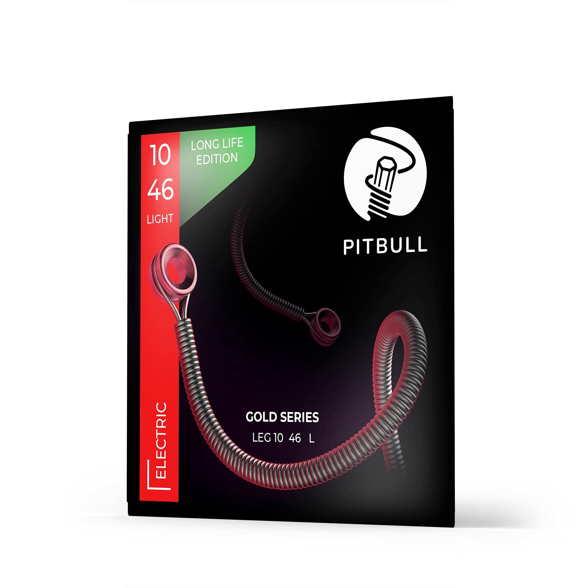 Pitbull Electric Guitar Strings Gold Series - Coated 10-46 Light Gauge Long Life Strings for Rock, Blues & Metal - Perfect for Stage & Studio Performance