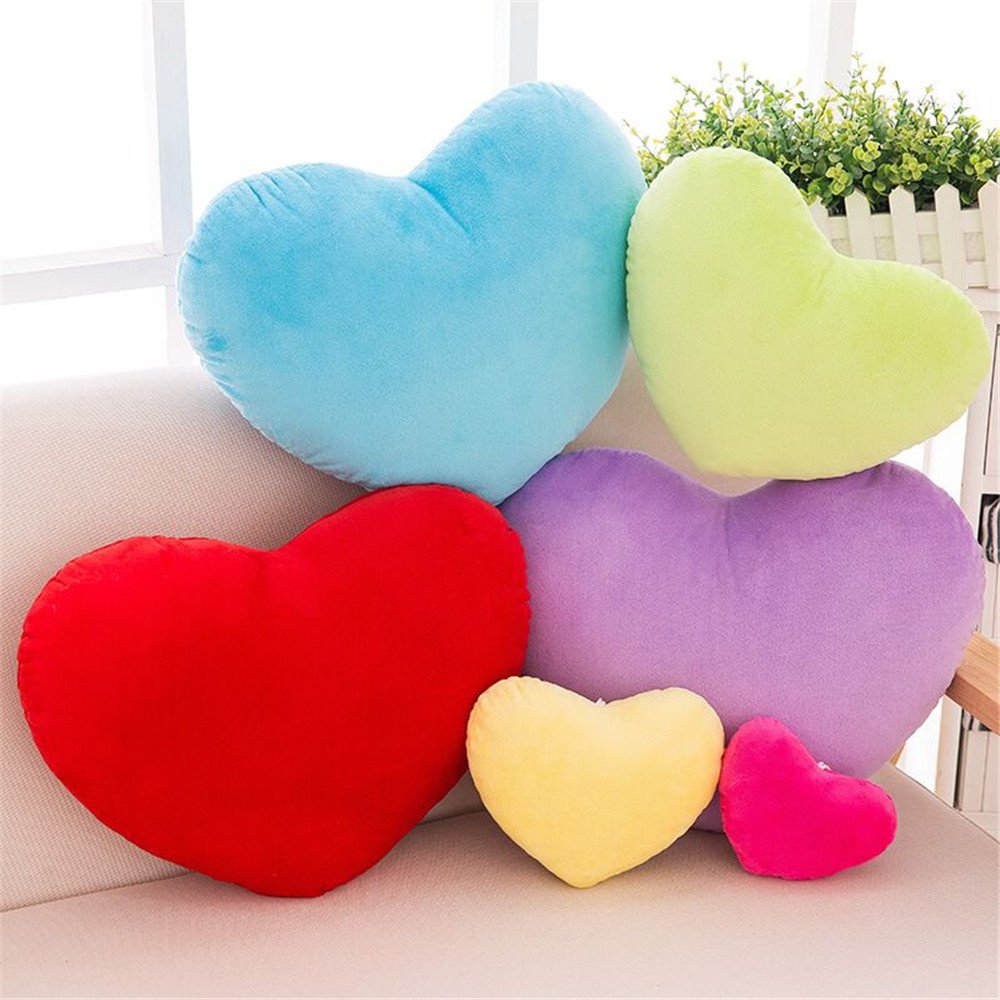 **S_SSOY Fluffy Heart-Shaped Plush Pillow - Soft Decorative Throw Cushion for Sofa, Bed, Car - Valentine's Day Gift (Red) - Perfect for Home Decor, Romantic Gifts & Cozy Comfort**