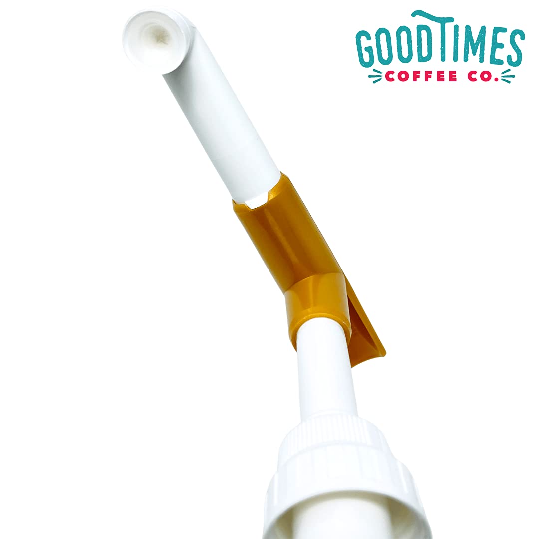 Good Times Coffee Co. Sauce Pump Dispenser (2-Pack) - Fits 87.3 to 90.4 Ounce Bottles - Gold Finish - Perfect for Coffee Shops, Restaurants & Home Kitchens
