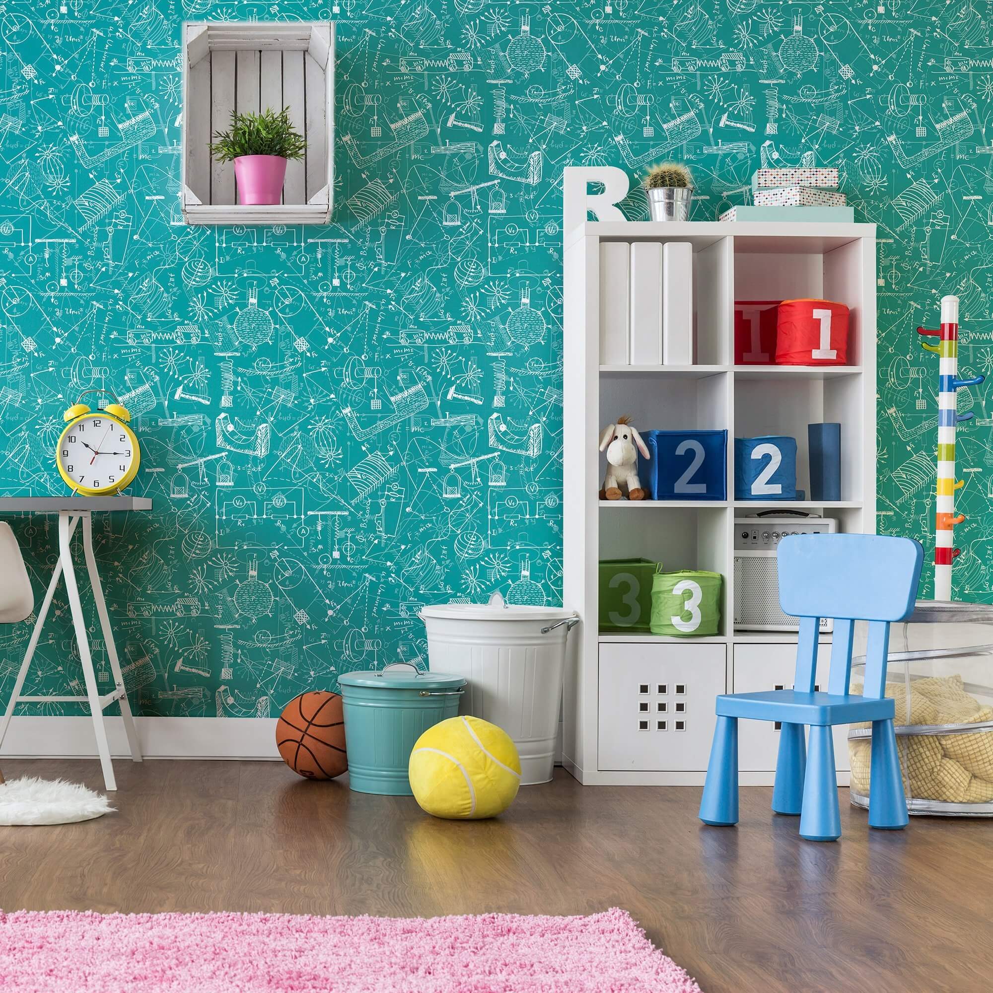 Blue Graph Children's Peel and Stick Removable Wallpaper - Easy DIY Nursery Decor & Kids Room Wall Covering