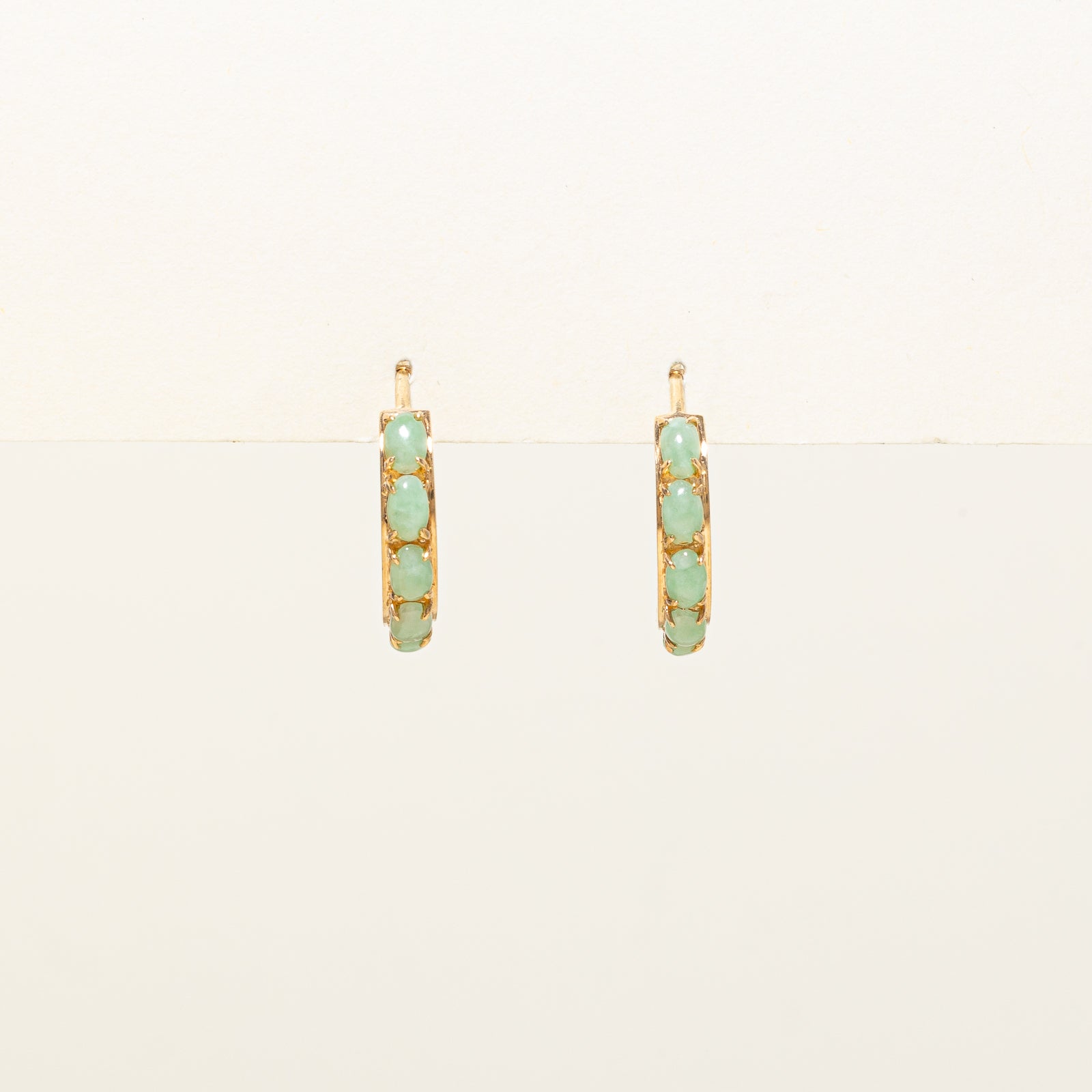 Natural Five Stone Jade Huggie Hoop Earrings for Women | 2.00ctw Genuine Jadeite | Elegant Everyday & Special Occasion Jewelry