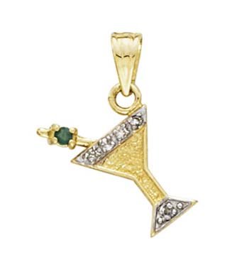 14K Yellow Gold Martini Diamond & Emerald Pendant Necklace for Women | Elegant Jewelry Gift for Anniversary, Birthday & Special Occasions | Perfect for Evening Parties, Weddings & Date Nights