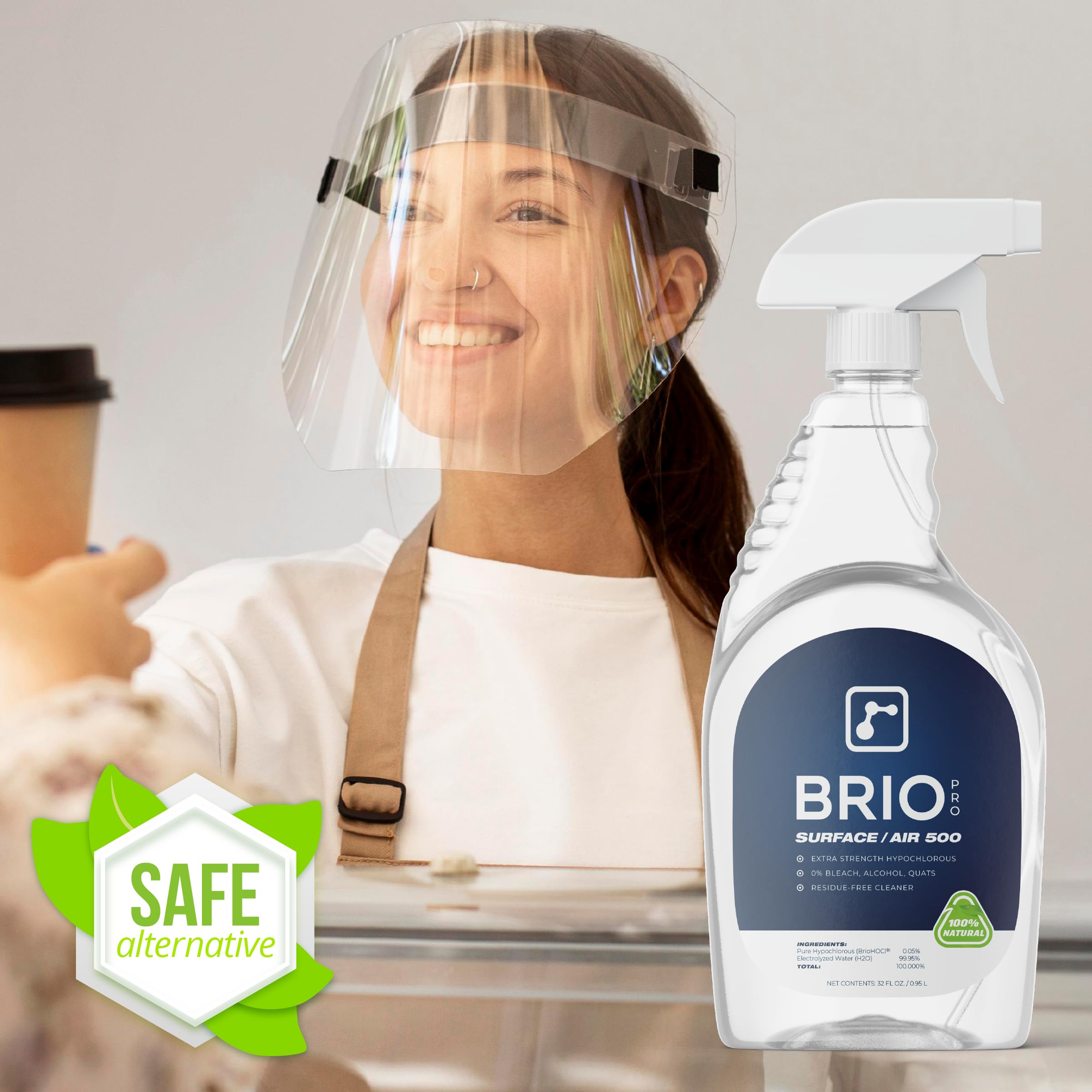 BRIOTECH Surface/Air 500 - Pure Hypochlorous Acid 500 PPM Disinfectant for ULV Foggers, Sprayers & Humidifiers | Professional Cleaning & Deodorizing Solution for Dental Clinics, Offices, Schools & Homes | Peroxide-Free | 1 Gallon Refill (Pack of 4) | Ideal for Sanitizing High-Touch Surfaces & Air Purification