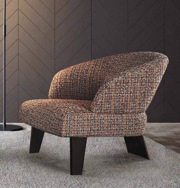 Liora Linen Fabric Armchair - Modern Upholstered Accent Chair for Living Room, Bedroom & Office - Comfortable Lounge Chair with Solid Wood Legs (Beige) - Perfect for Reading, Relaxing & Home Decor