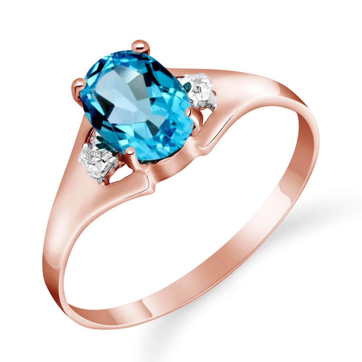 14K Yellow, White & Rose Gold Ring with Natural Diamonds & Blue Topaz - Elegant Galaxy Gold GG Jewelry for Weddings, Anniversaries & Special Occasions