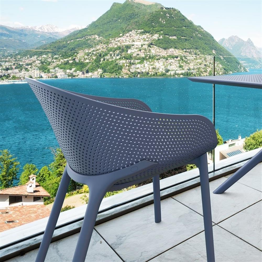 Dark Gray Compamia Sky Patio Dining Arm Chairs (Set of 2) - Outdoor Furniture for Garden, Balcony, and Terrace Dining