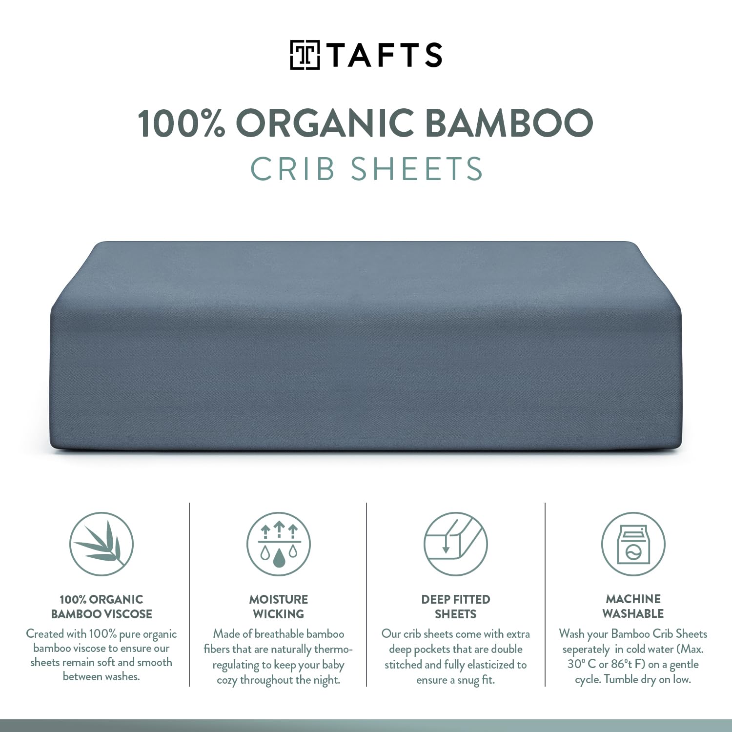 Organic Bamboo Viscose Crib Sheets 2-Pack - Soft, Cooling Fitted Crib Sheets for Standard Crib & Toddler Mattress (28