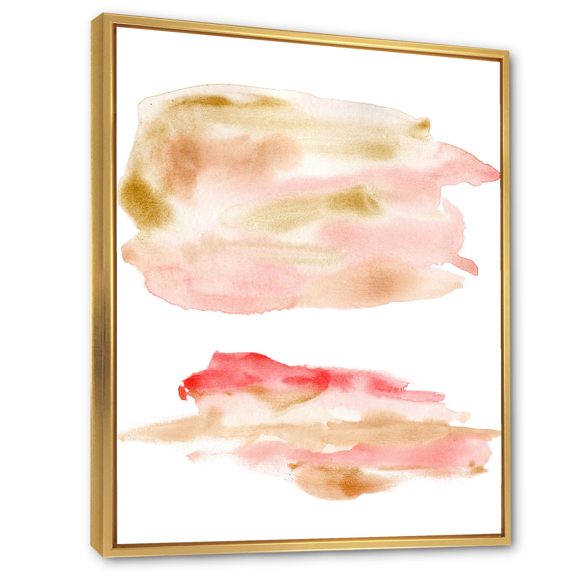 Abstract Pink Gold Beige and Red Spots Framed Canvas Wall Art Print - Modern Home Decor for Living Room, Bedroom & Office