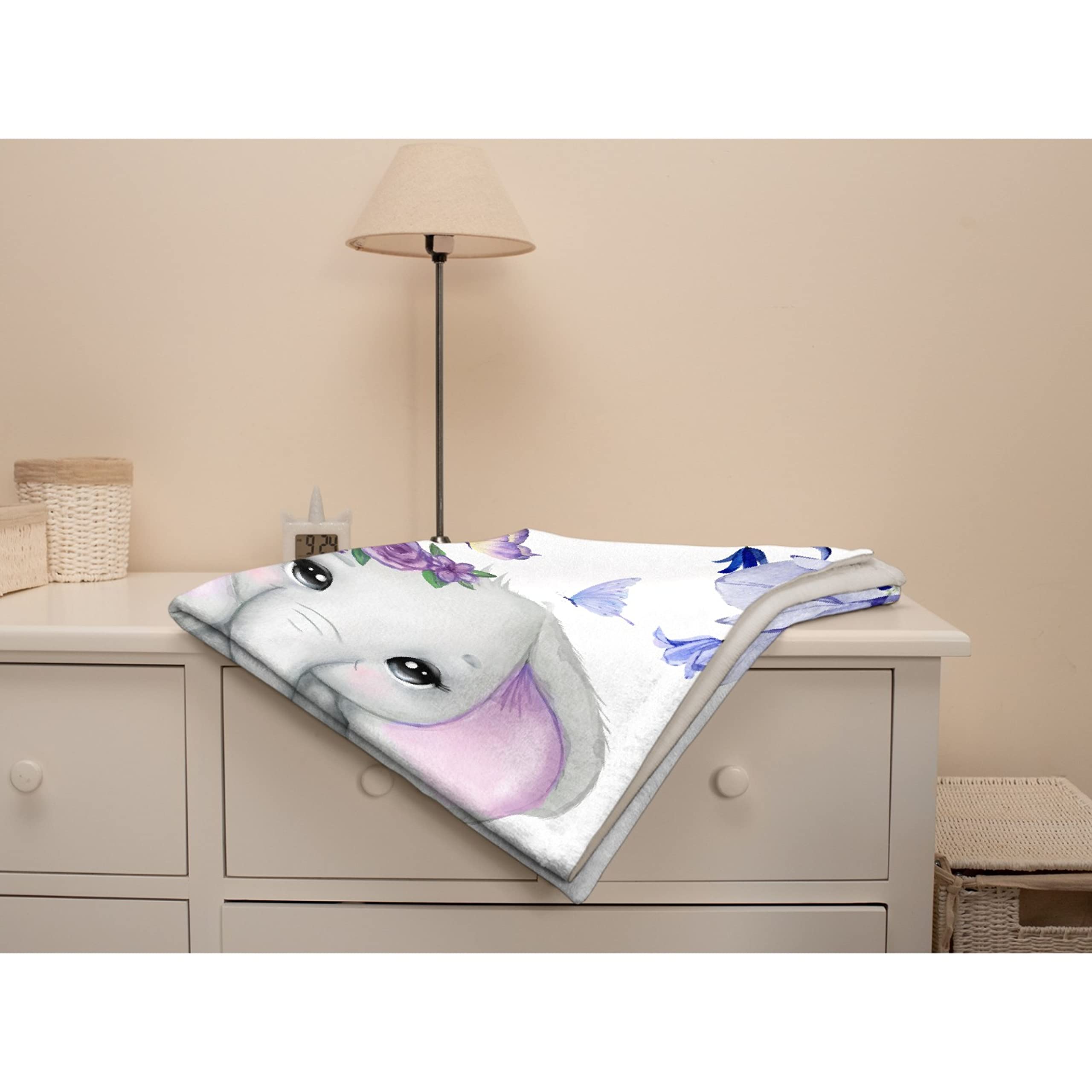 Personalized Baby Blanket with Name - Purple Floral Elephant Design Custom Fleece Blanket for Girls & Boys | Soft 120x90 Inch Baby Shower Gift for Daughter, Granddaughter, Niece | Perfect for Nursery, Cuddling & Family Keepsakes