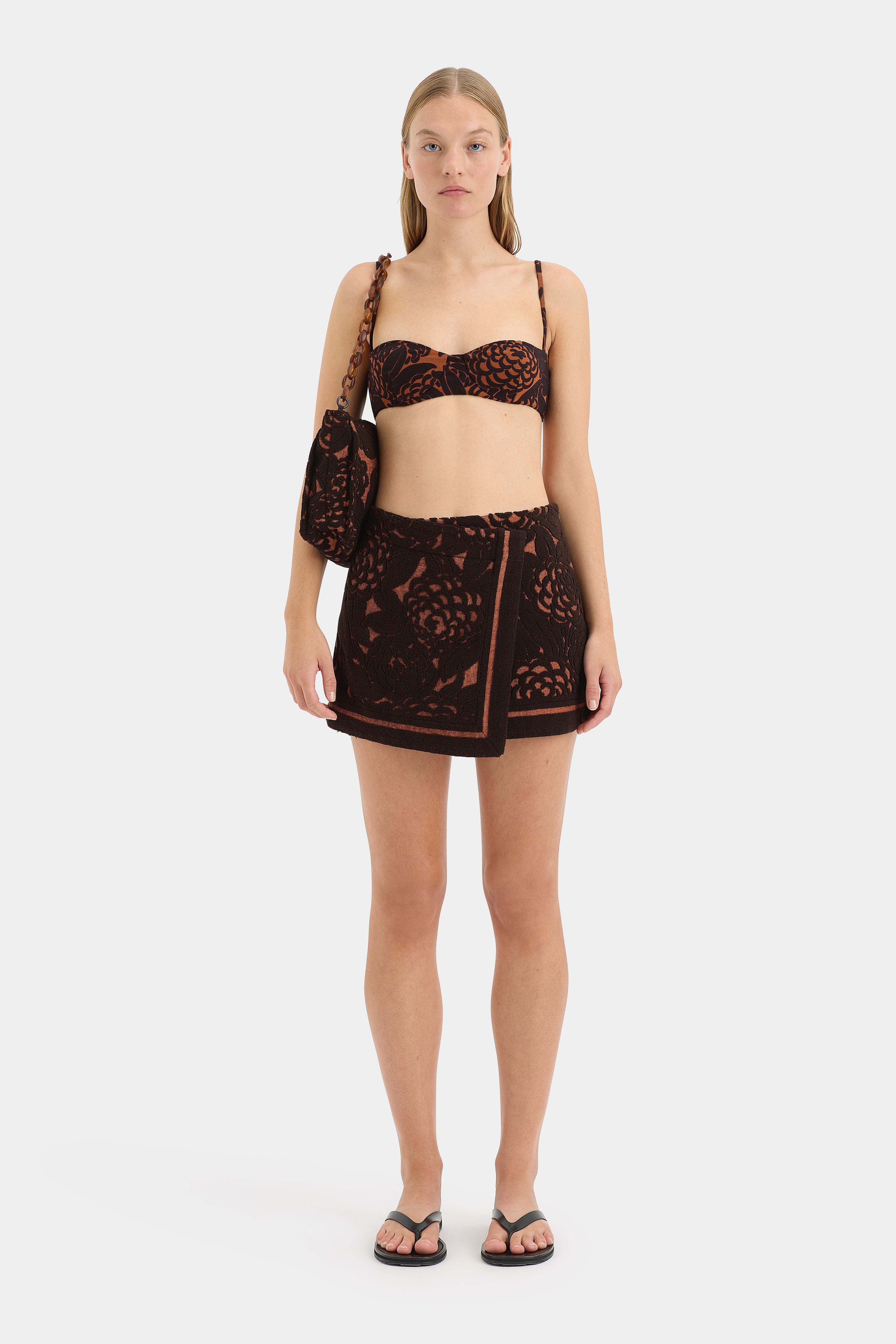 Dawn Balconette Sandflower Floral Terry Bra - Comfortable Lace Underwire Bralette for Everyday Wear & Layering