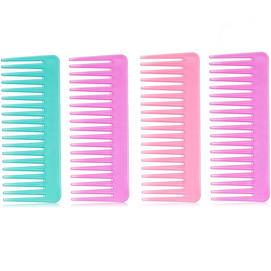 Premium Maple Wood Wide-Tooth Detangling Comb for Women & Men – Gentle on Wet Hair, Reduces Breakage – Pack of 4 (Multicolor) – Perfect for Shampooing, Styling & Thick/Curly Hair Care