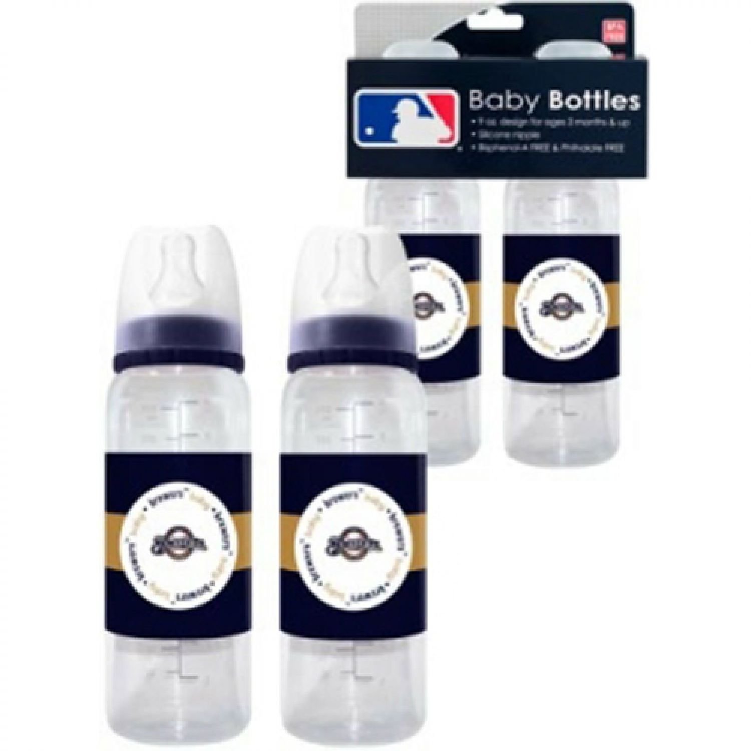 MLB Milwaukee Brewers Baby Bottles 2-Pack - Insulated Stainless Steel Sippy Cups for Toddlers | Perfect for Baseball Games, Daycare & On-the-Go Feeding