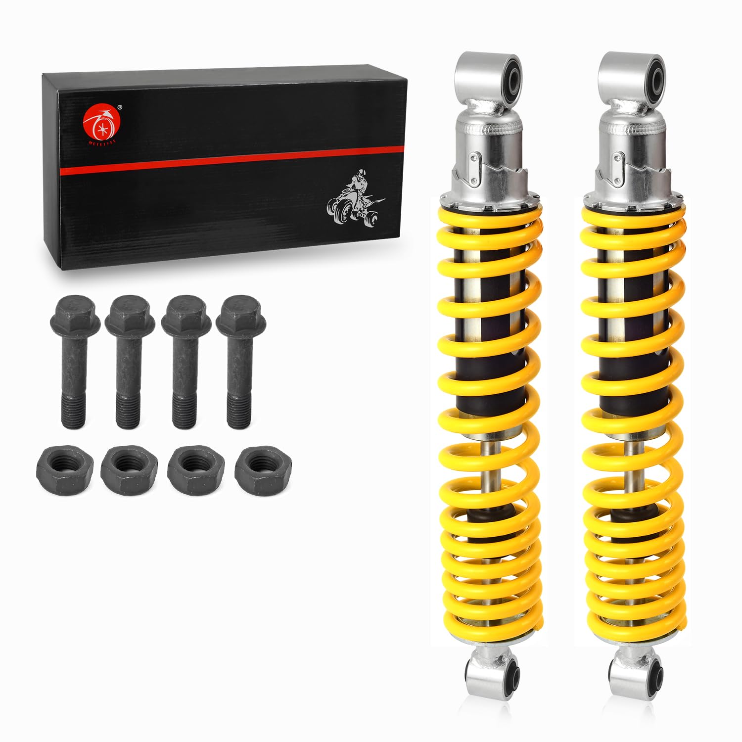 High-Performance Front Shock Absorbers with Yellow Spring & Bolt Lock Nut - Compatible with Yamaha Banshee 350 YFZ350 (1987-2006) - Perfect for Off-Road Racing, Dune Bashing & ATV Trail Riding