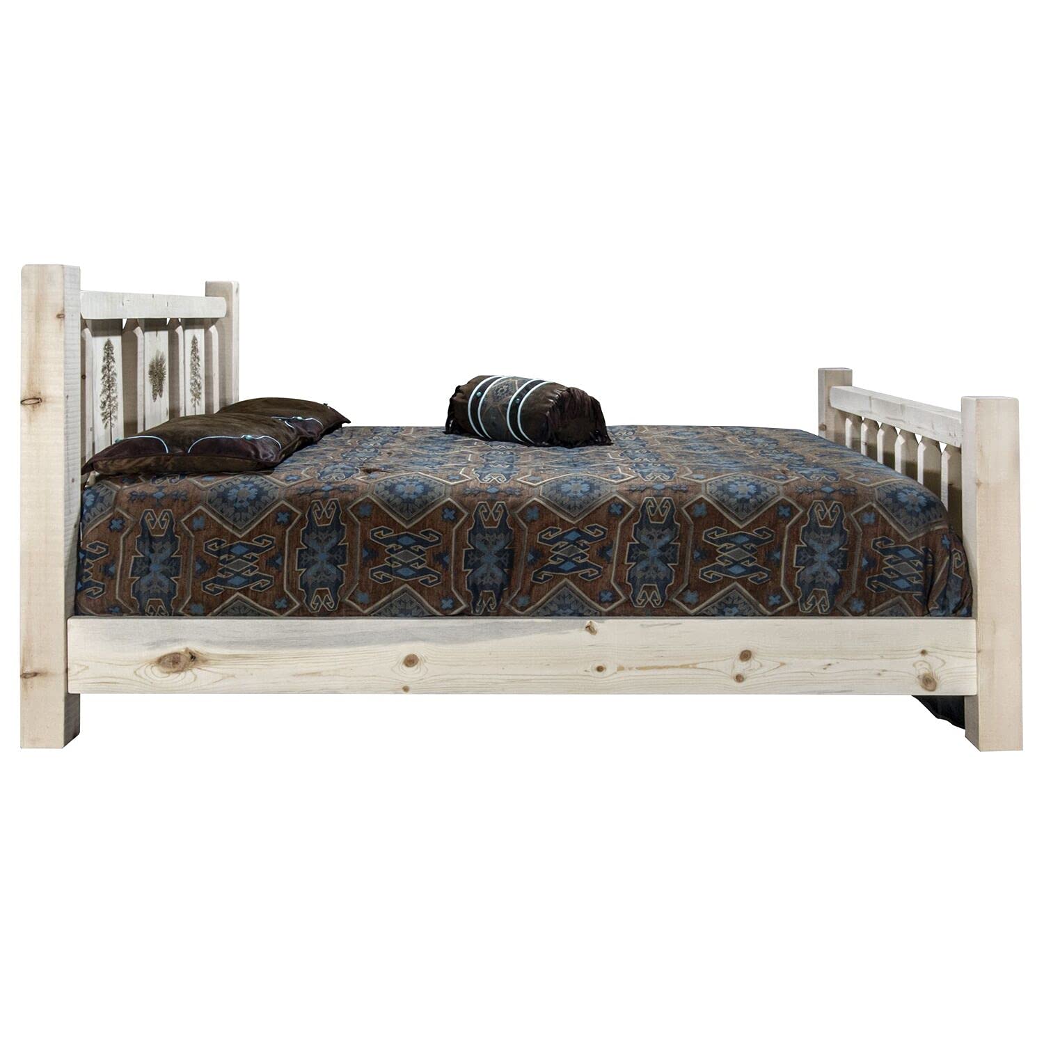 Montana Log Collection Solid Wood Homestead Queen Bed Frame - Rustic Pine Wooden Bed for Cabin, Lodge & Farmhouse Bedroom Decor