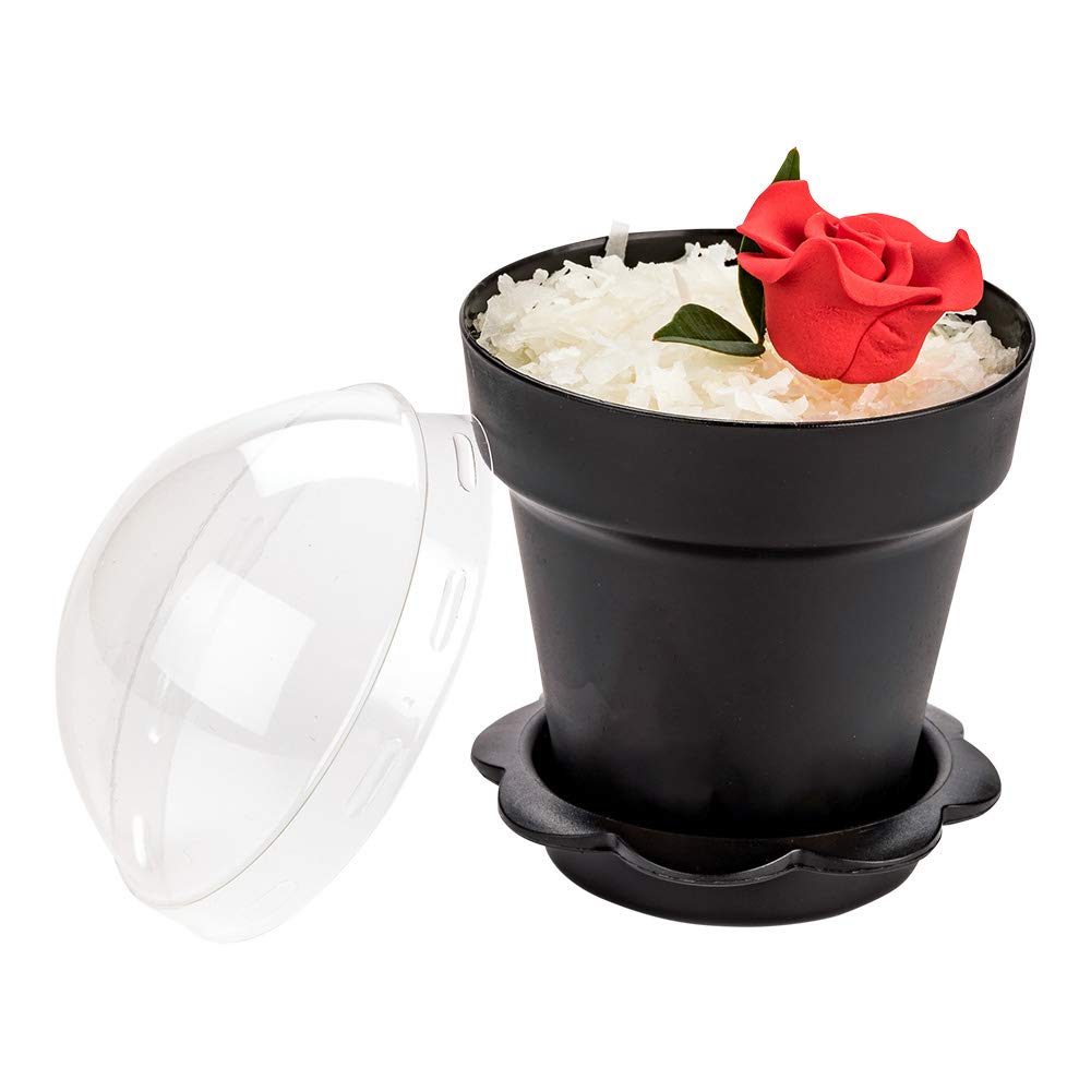 100-Pack Black 6oz Disposable Plastic Cupcake Flower Pots with Lids & Removable Saucers - Perfect for Desserts, Puddings, Cakes, and Party Catering | Eco-Friendly Restaurantware