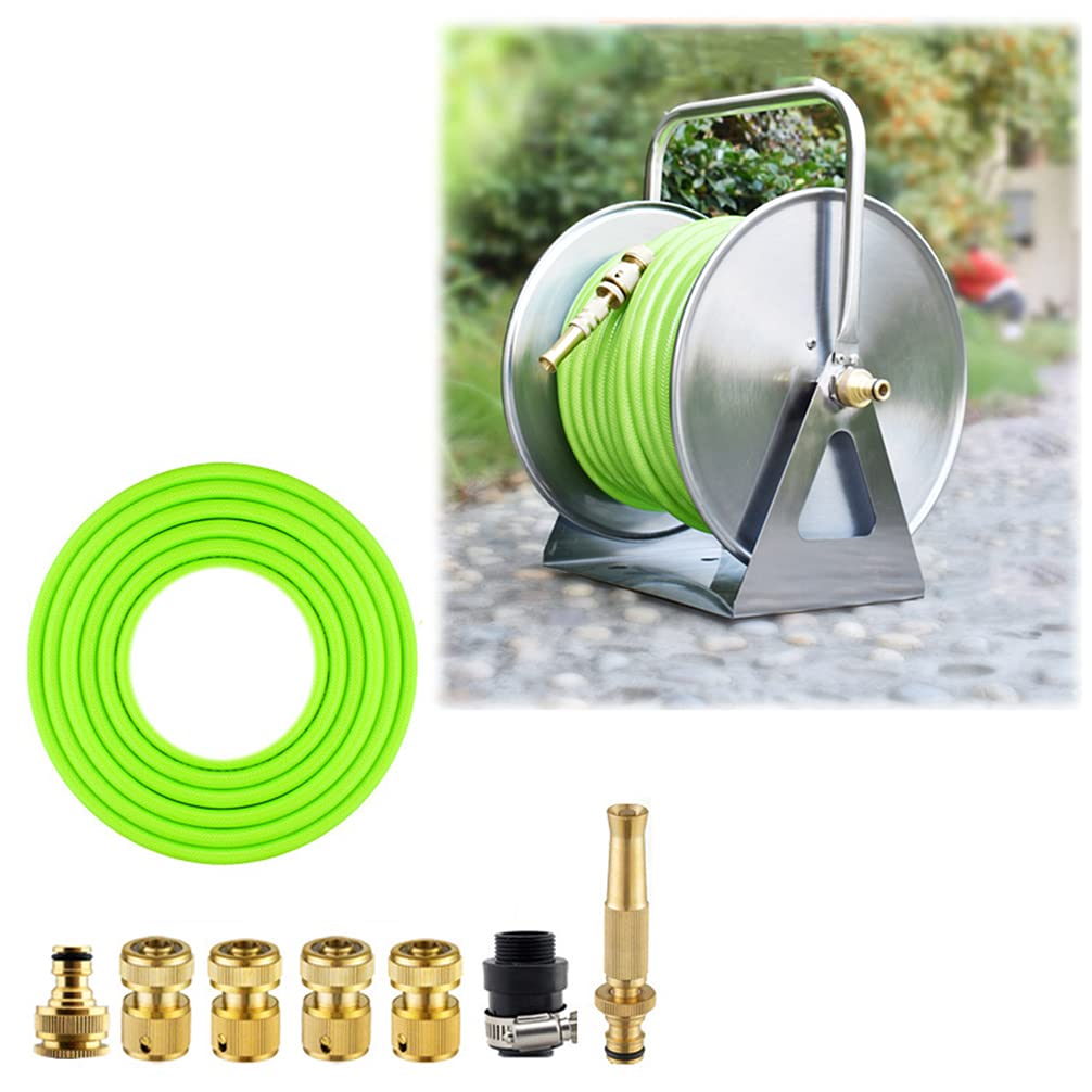 Premium Stainless Steel Garden Hose Reel - Heavy Duty Wall/Floor Mounted Water Hose Reel Kit for Outdoor Watering, Lawn Care, Car Washing & Home Cleaning - Durable Mobile Hose Storage Solution for Yard, Garage & Patio Use