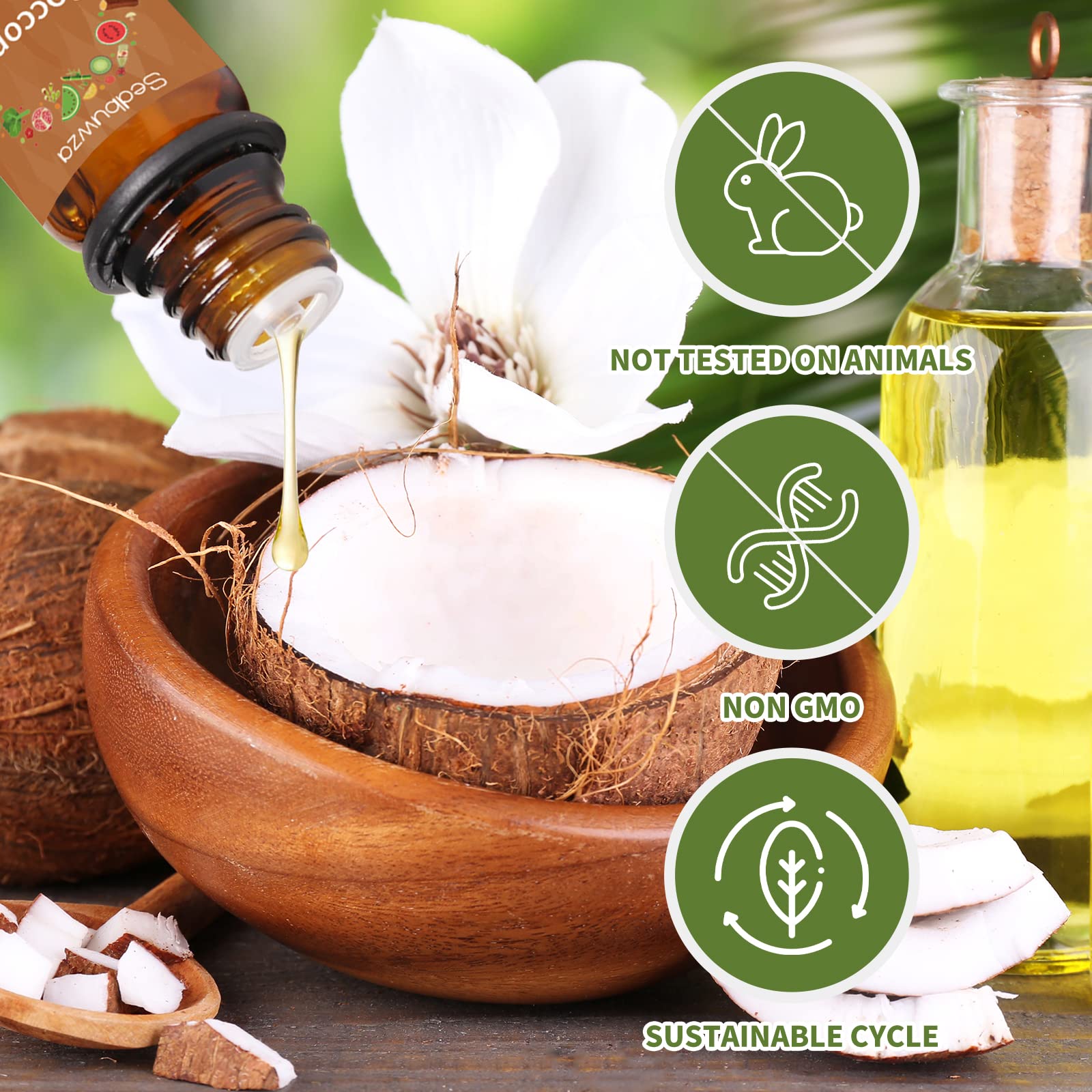 Pure Vanilla Coconut Essential Oil Set - 2 x 10ml Aromatherapy Oils for Diffusers, Massage, Candle & Soap Making - Relaxing Scent for Home Spa, Yoga & Stress Relief