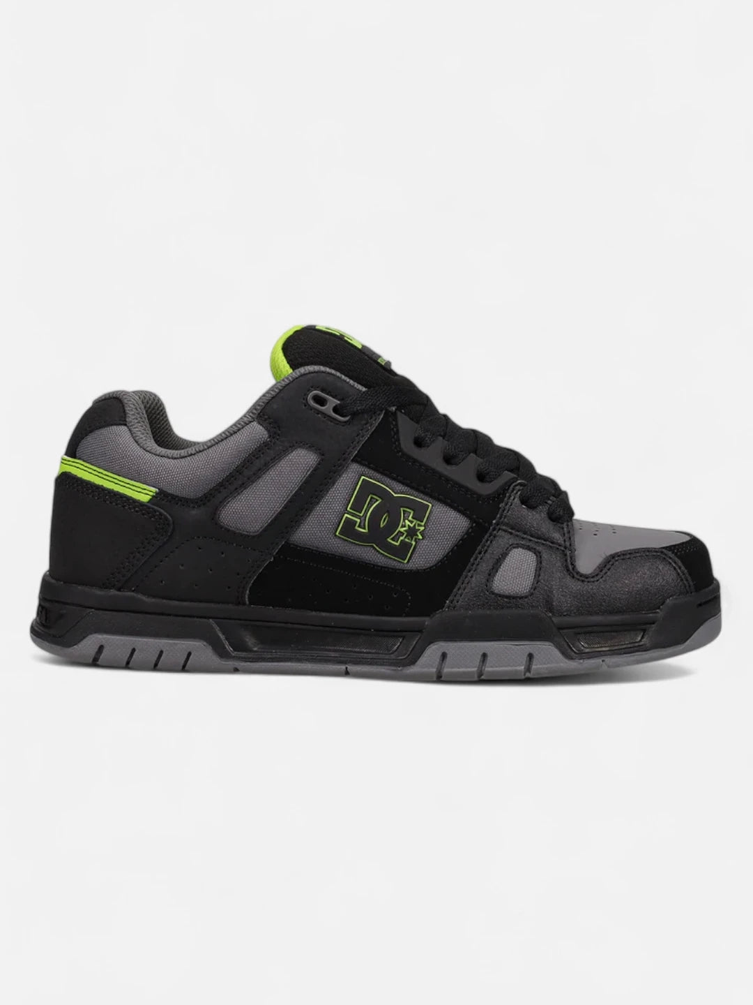 DC Stag Skate Shoes for Men - Black & Lime Green Sneakers for Skateboarding, Streetwear & Casual Wear