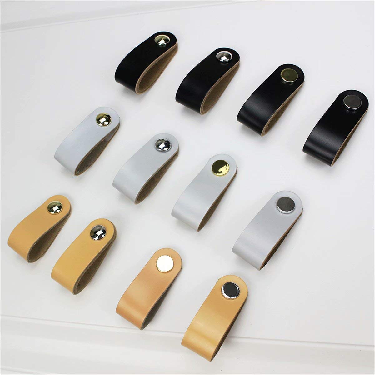 2-Pack PU Leather Cabinet Drawer Handles - Replacement Dresser Closet Pulls, Furniture Hardware Knobs for Cupboard & Suitcase (Flesh Color) - Perfect for Home Office, Bedroom Storage & DIY Furniture Upgrade