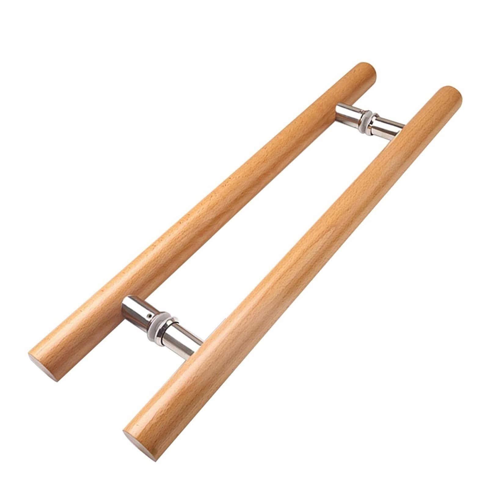 Commercial Grade Solid Wood Double-Sided H-Shaped Glass Door Pull Handles - 400mm Hole Spacing - Ideal for Office Sliding Doors, Glass Partitions & Commercial Entrances