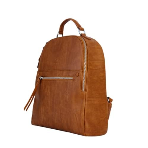 Citi Collective Mira Mini Backpack – Vegan Leather Vintage Tan, Durable Lightweight Travel Backpack for Women & Men – Stylish Casual Daypack for Work, School, Hiking & Travel Accessories