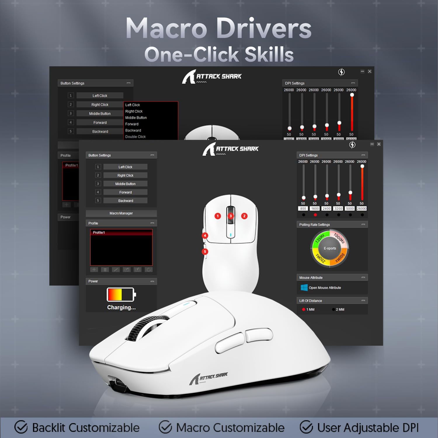 Attack Shark X3 49g Ultralight Wireless Gaming Mouse - PixArt PAW3395 Sensor, 26000 DPI, BT/2.4G/Wired, 200H Battery - for Win11/Xbox/PS5/Mac - Perfect for FPS, MOBA & Office Work (White)