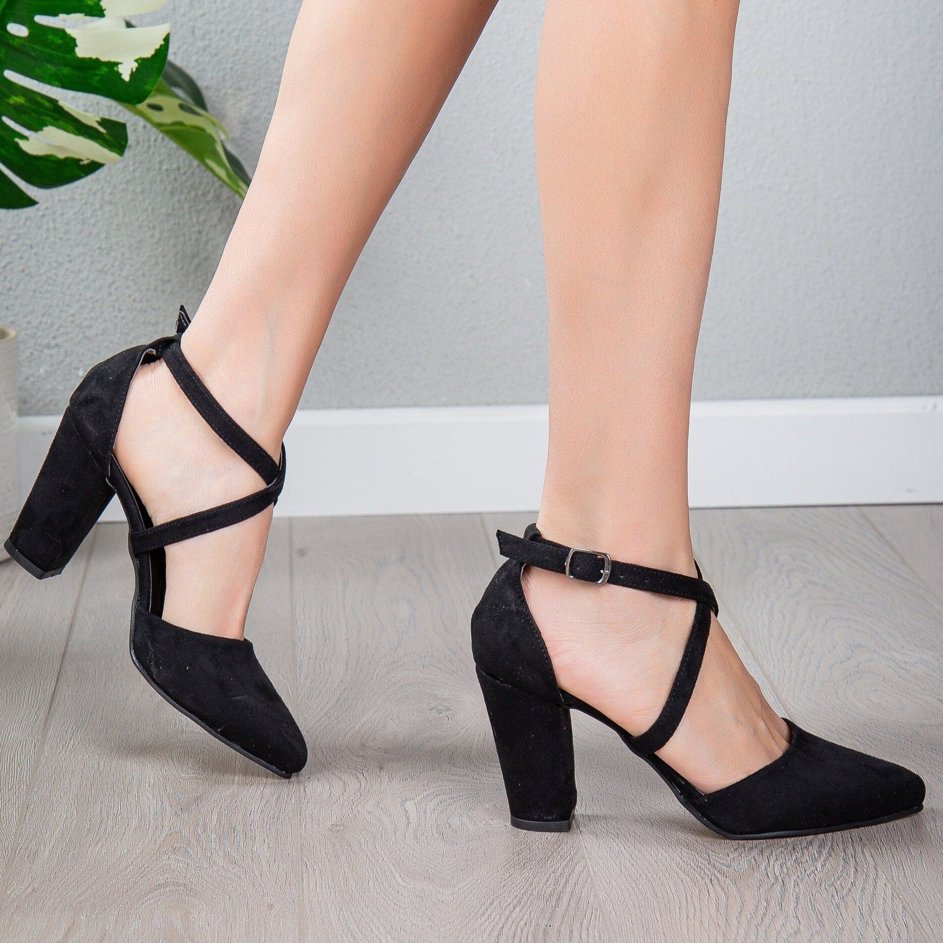 Black Suede Criss Cross Strap High Heels for Women - Elegant Dress Shoes for Parties, Weddings & Evening Events