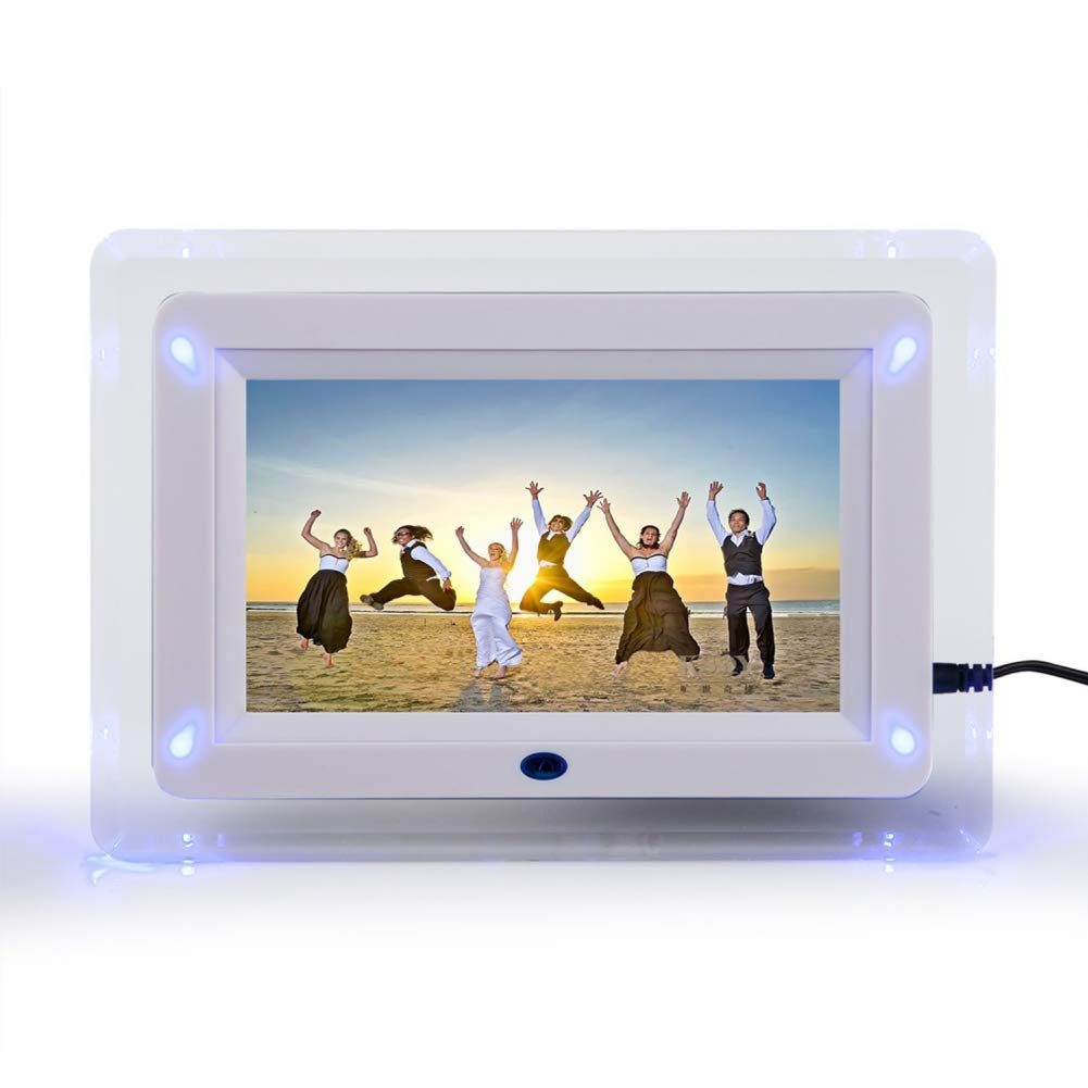 7 Inch Digital Photo Frame with USB Port - HD 16:9 Widescreen Display, Supports MP3/MP4 Videos, Clock & Calendar Functions, Includes Remote Control (Black, US Plug) - Perfect for Home Decor, Office Display, and Gift Giving