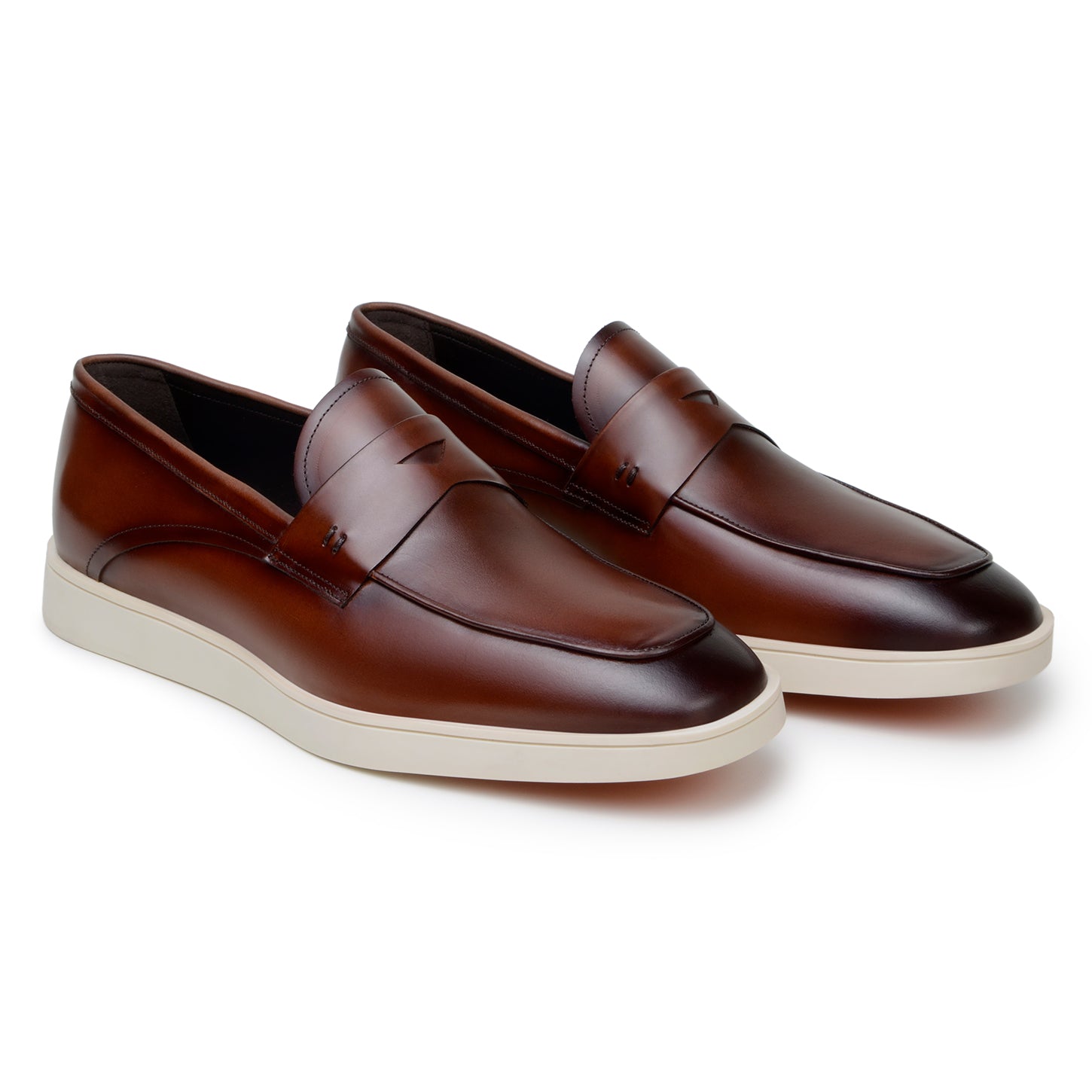 Belvedere Maurizio Hybrid Penny Loafer Dress Shoes for Men - Comfortable Business Casual Oxfords in Cognac Brown Leather - Perfect for Office, Weddings & Formal Events