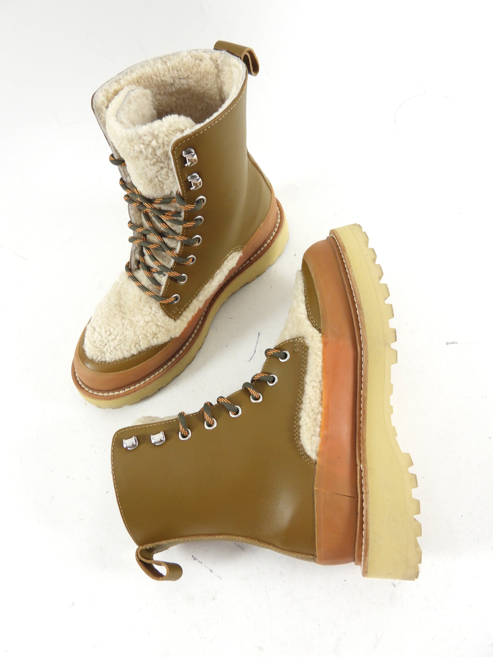 Diemme x Ulla Johnson Women's Leather Combat Boots Size 37 - Stylish & Durable Ankle Boots for Fall Fashion, Outdoor Adventures & Streetwear Outfits
