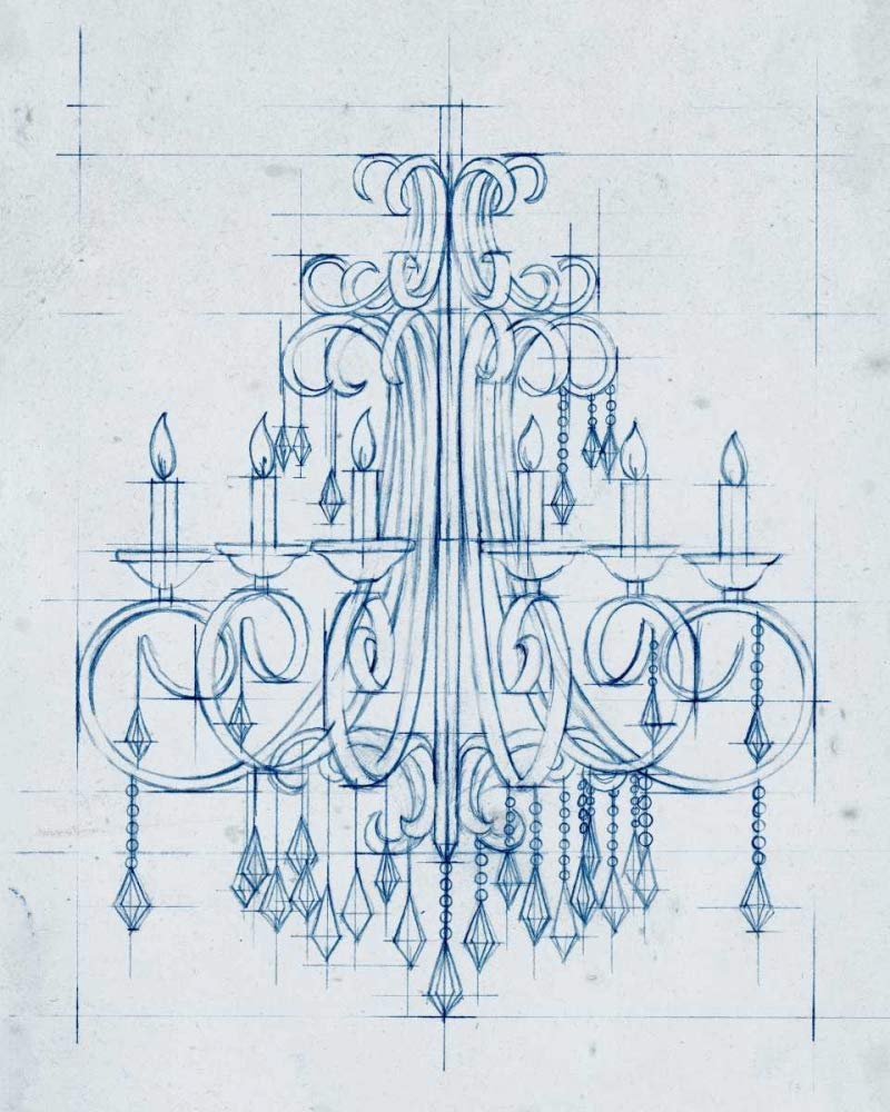 Ethan Harper Architecture Art Print - Chandelier Draft II - 39x31 Inch Fine Art Paper for Framing - Elegant Wall Decor for Living Room, Bedroom & Office