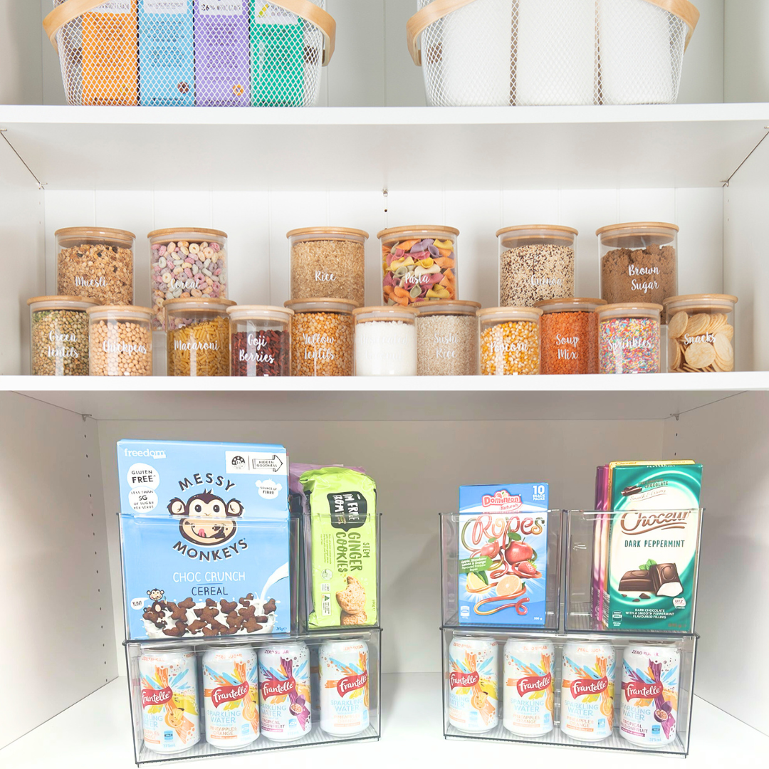 Stackable Pantry Storage Containers 6-Pack - Airtight Food Storage Bins for Kitchen Organization - Perfect for Dry Goods, Cereal, Pasta & Baking Supplies