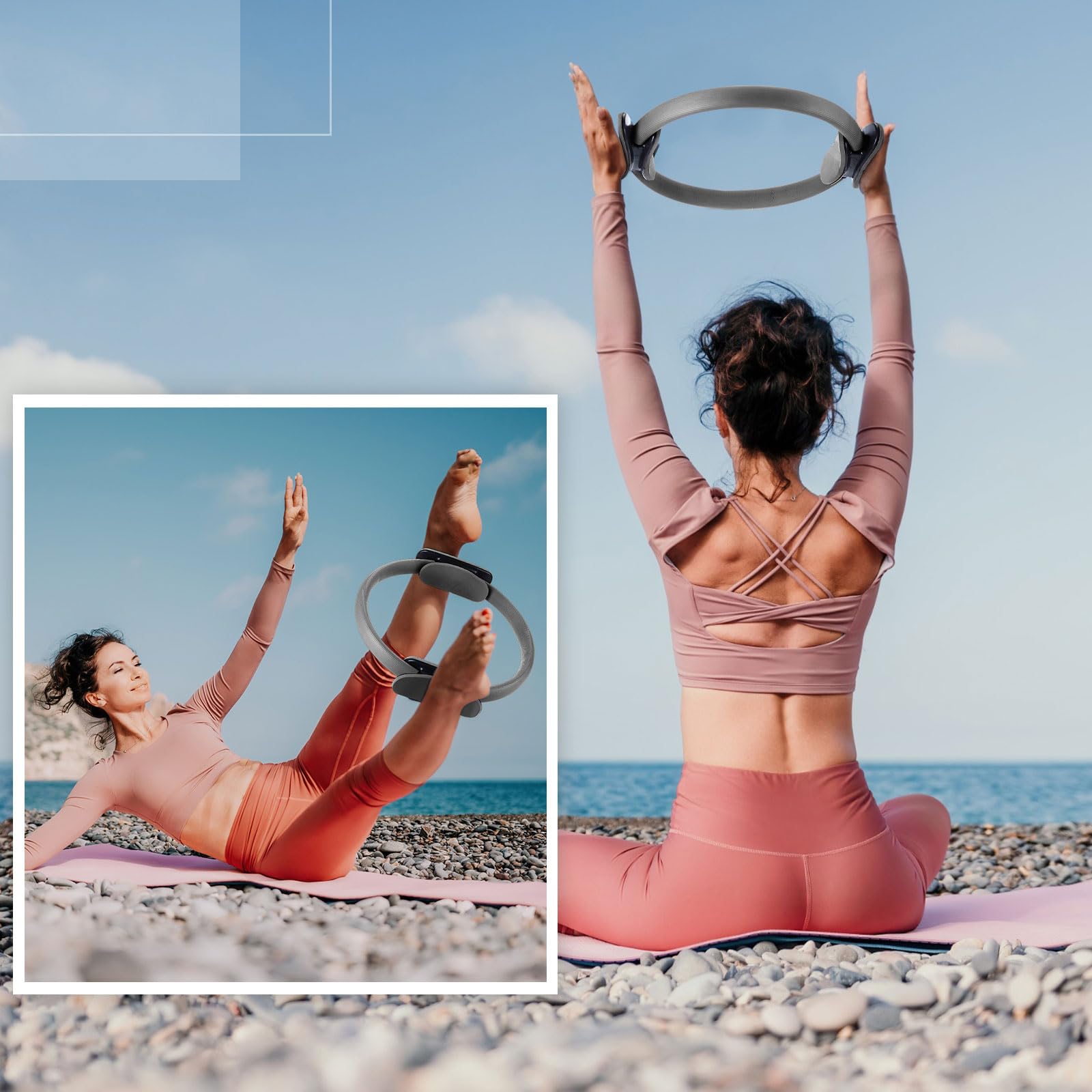 Syhood 11.81 Inch Pilates Ring - Lightweight Flexible Yoga Circle for Fitness, Physical Therapy & Resistance Training - Tone Arms & Legs - Perfect for Home Workouts, Gym & Rehabilitation Exercises