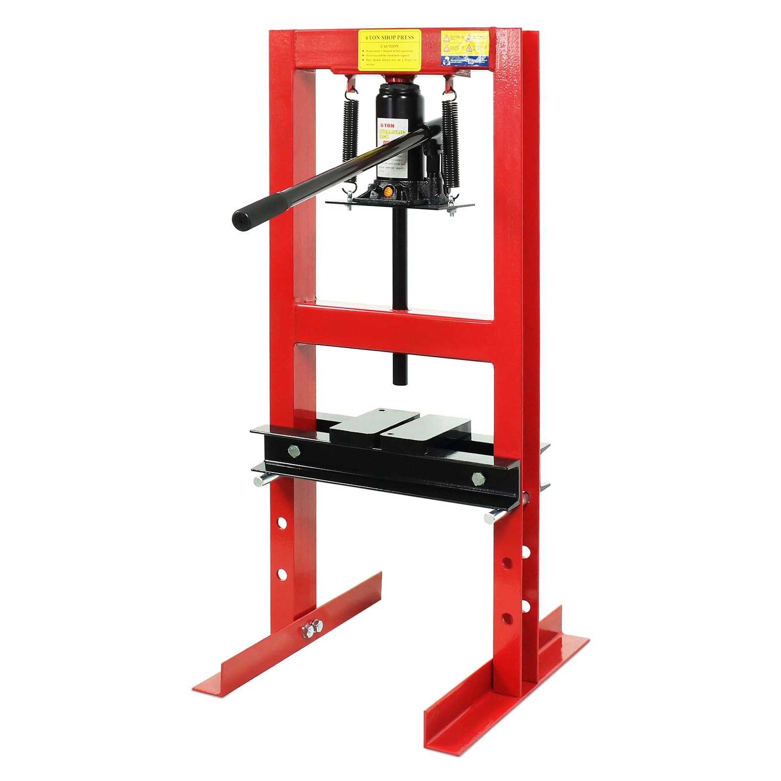 6 Ton Hydraulic Press - H-Frame Garage Floor & Benchtop Shop Press with Adjustable Plates for Metalworking, Woodworking & Auto Repair (Red)