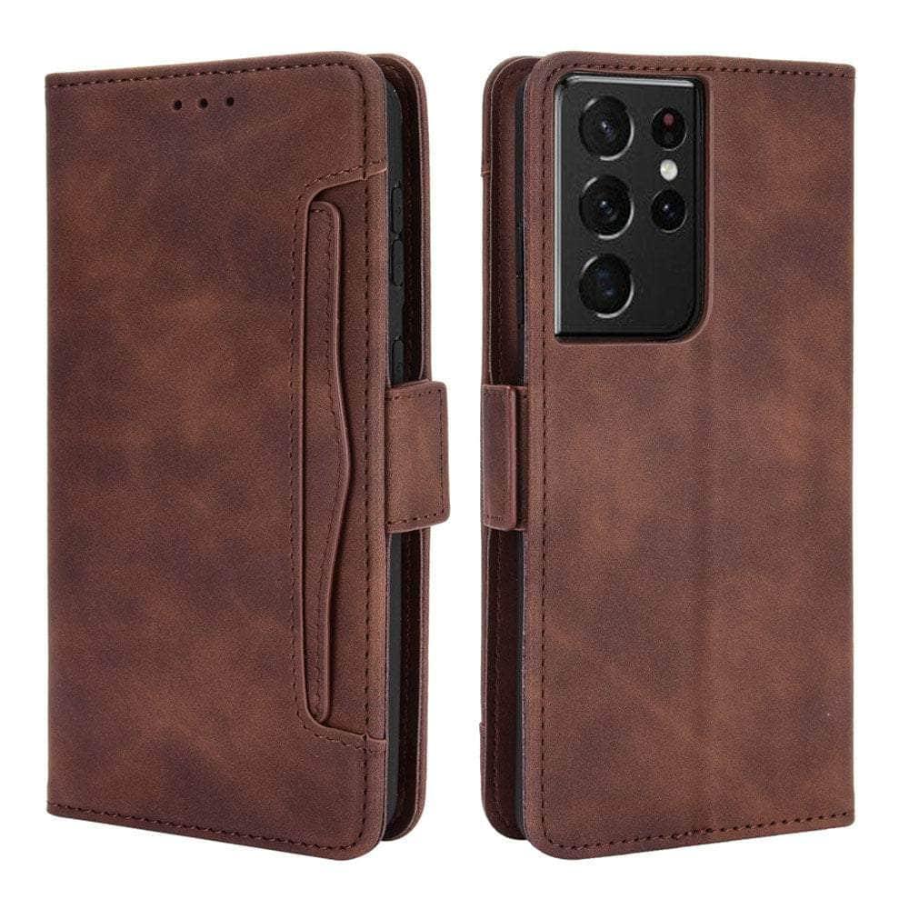 Samsung Galaxy S23 Ultra Leather Case with Removable Card Holder - Premium Protective Cover for Everyday Use & Travel