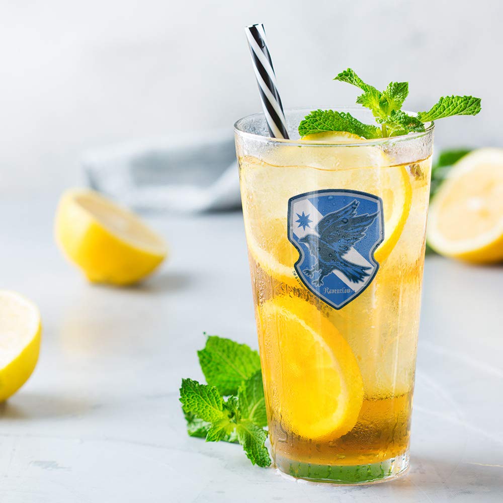 Harry Potter Ravenclaw Plaid Sigil 16 oz Pint Glass - Tempered Licensed Drinking Mug for Beer, Soda & Water - Perfect Gift for Fans - Great for Parties, Game Nights & Home Decor