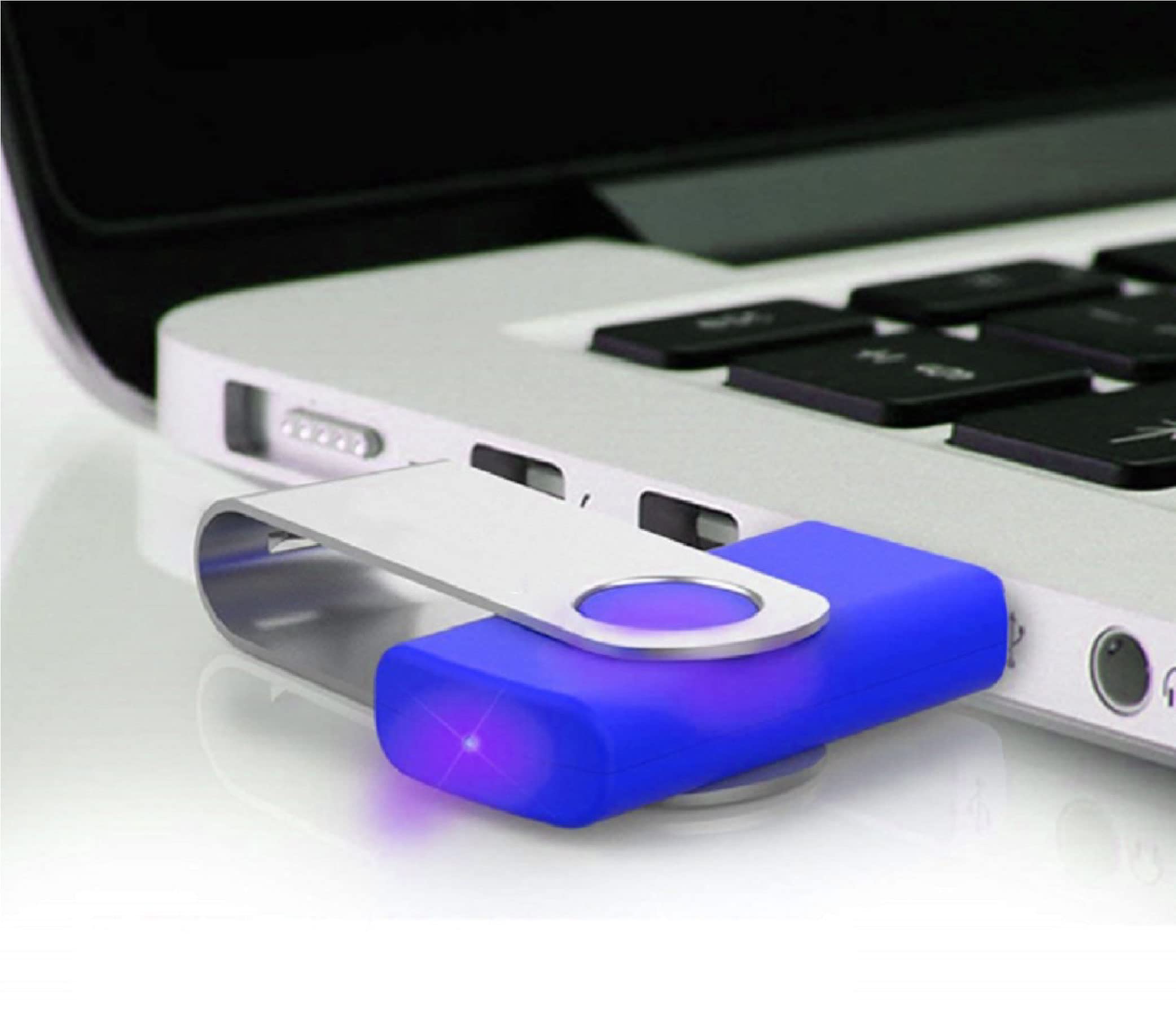 Vixelle 10 Pack 32GB High Speed USB 2.0 Flash Drives - 360° Swivel Metal USB Stick with Keychain Loop - Bulk USB Memory Sticks for PC, Mac, TV, Car Audio - Blue - Perfect for Data Storage, File Transfer, Backup, School & Office Use