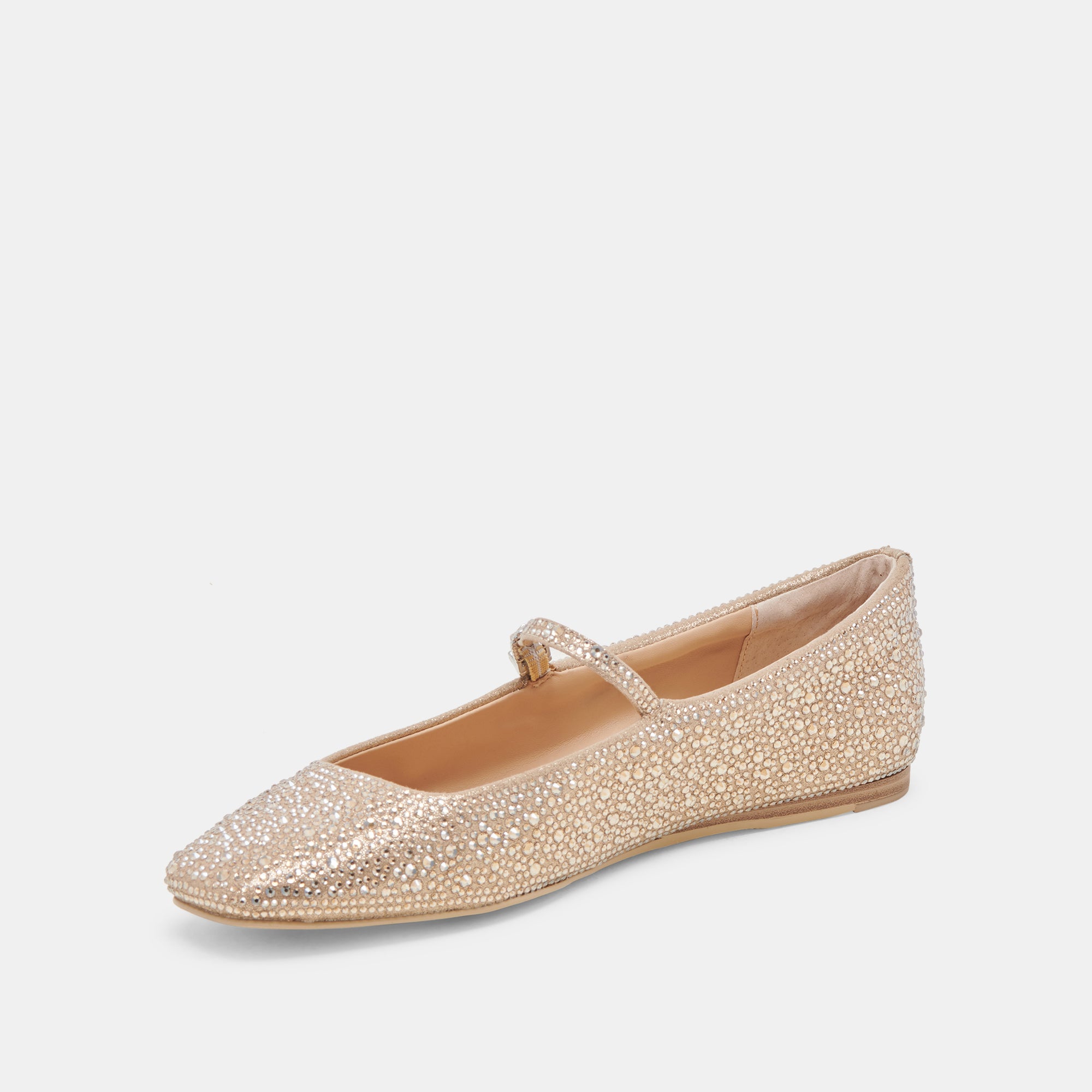 REYES Crystal Ballerina Flats - Light Gold Sparkly Ballet Shoes for Women | Elegant Comfort for Weddings, Parties & Everyday Wear