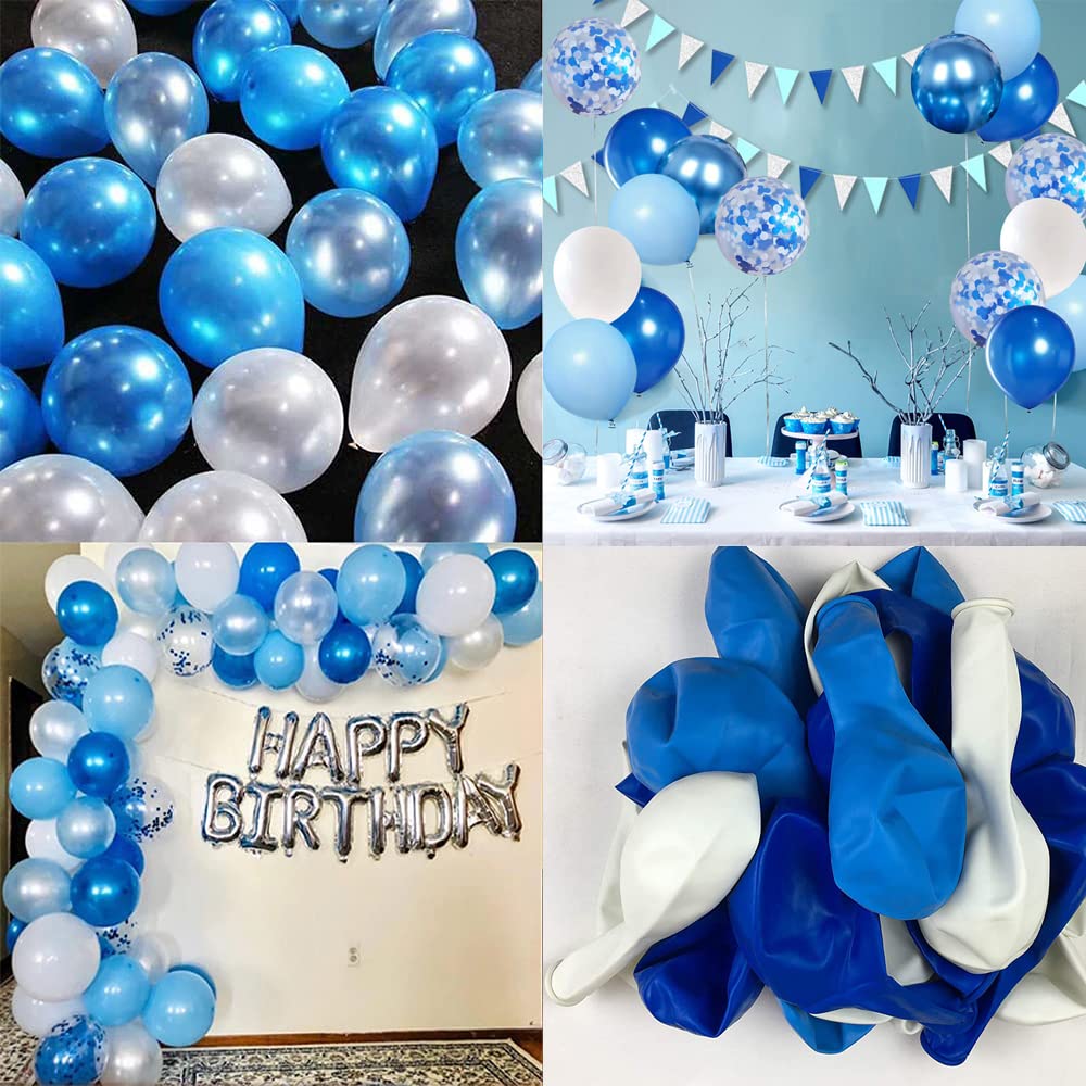 OTMVicor 20-Pack Light Blue & White 12-Inch Confetti Balloons - Perfect for Birthday Parties, Baby Showers & Wedding Decorations