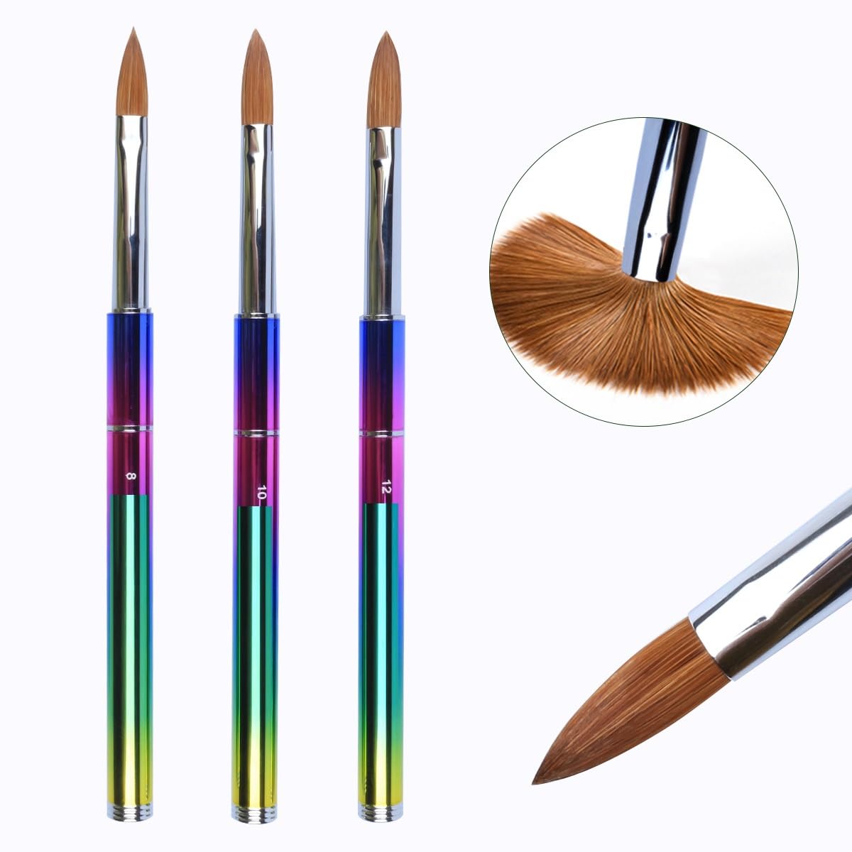 D.B.Z.® Professional Nail Art Brushes Set - #10 Nylon Acrylic Powder Brush with Removable Handle for Gel, Acrylic & Dip Powder Nail Designs - Perfect for Salon, Home Manicure & DIY Nail Art